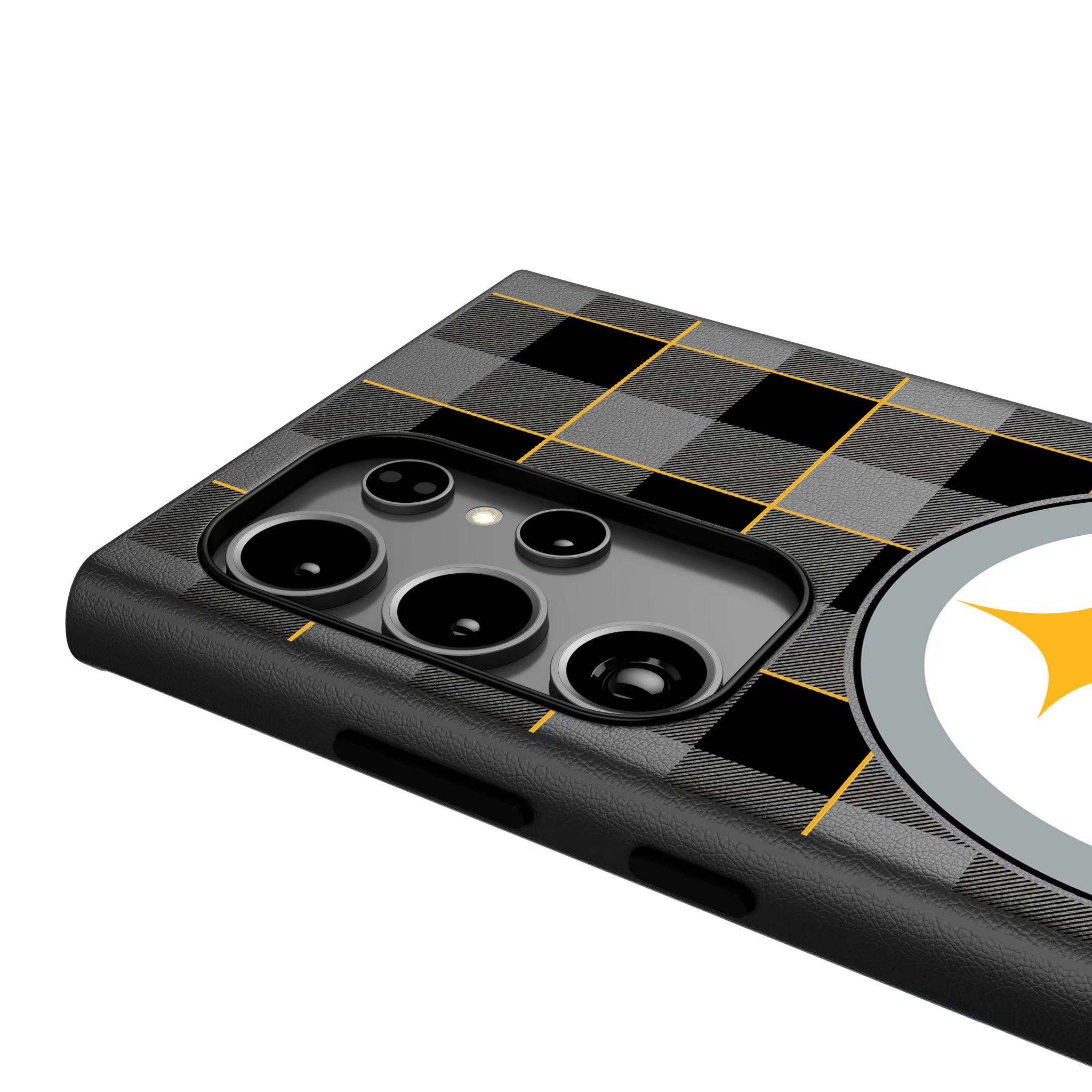 Pittsburgh Steelers Plaid Galaxy MagSafe Compatible Phone Case for Samsung Galaxy - Detail