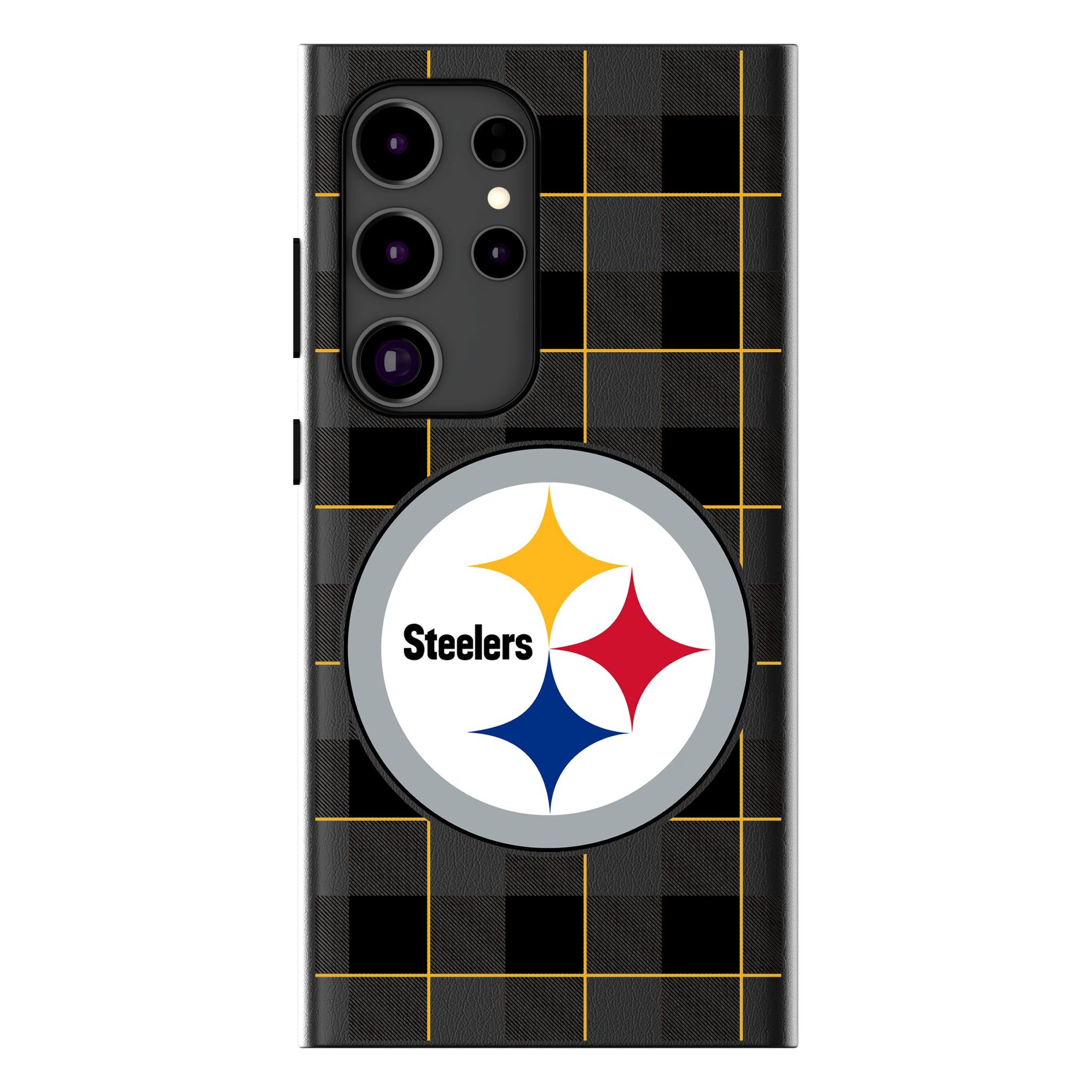 Pittsburgh Steelers Plaid Galaxy MagSafe Compatible Phone Case for Samsung Galaxy