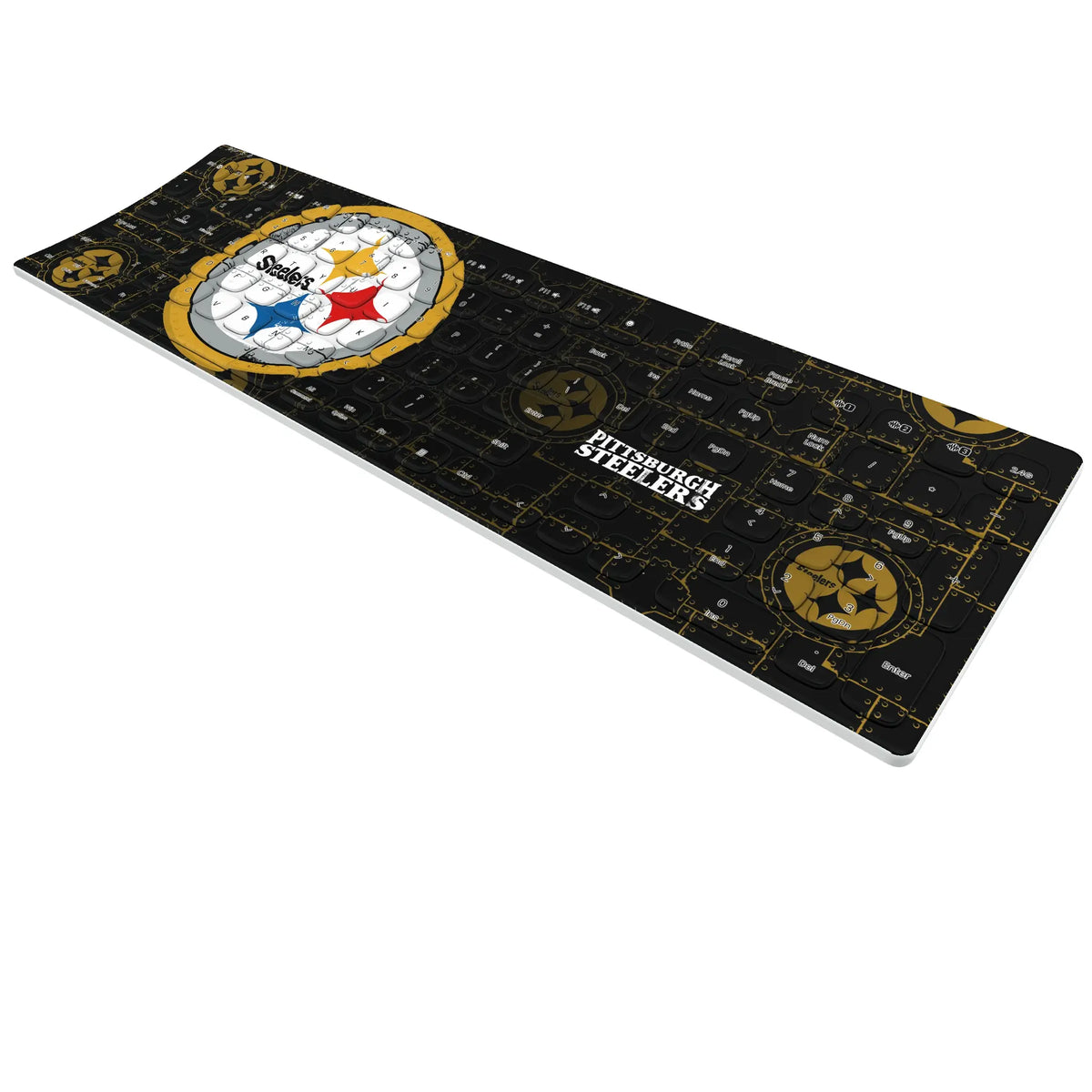 Pittsburgh Steelers Rivet KKB605 Curved Wireless Keyboard - Isometric View