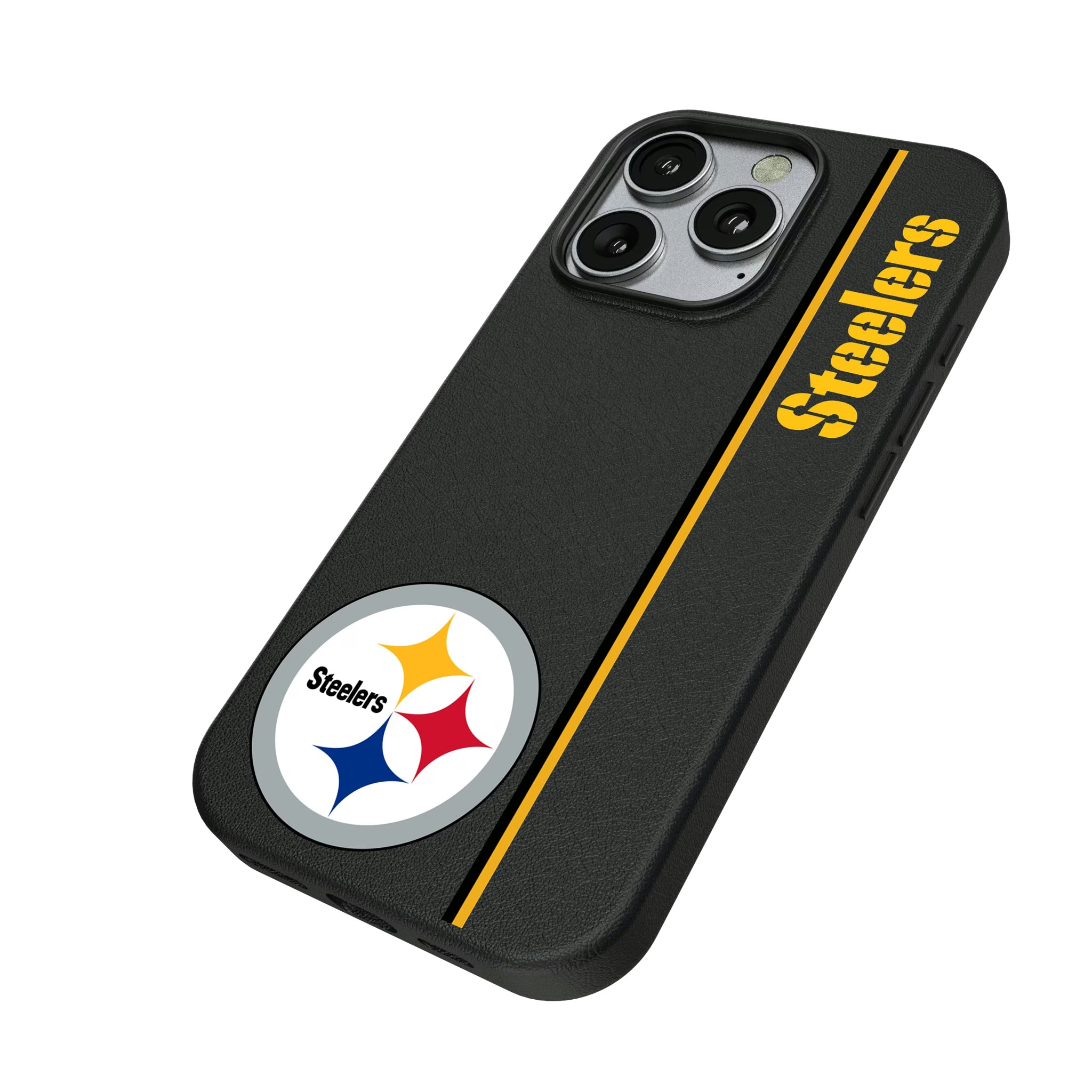 Pittsburgh Steelers Sidebar iPhone MagSafe Compatible Phone Case for Apple iPhone - Isometric View