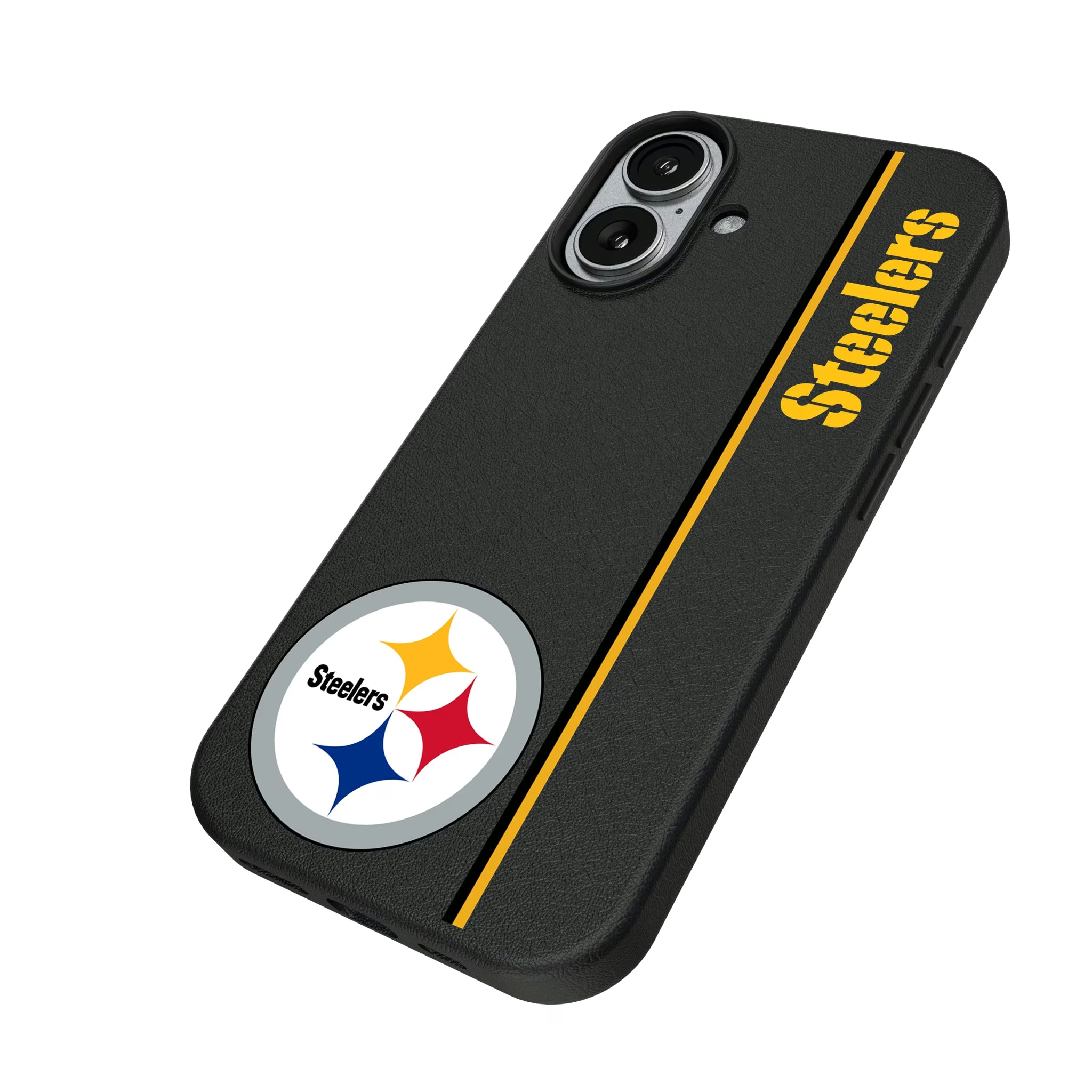 Pittsburgh Steelers Sidebar iPhone MagSafe Compatible Phone Case for Apple iPhone - Isometric View#Device_iPhone 17