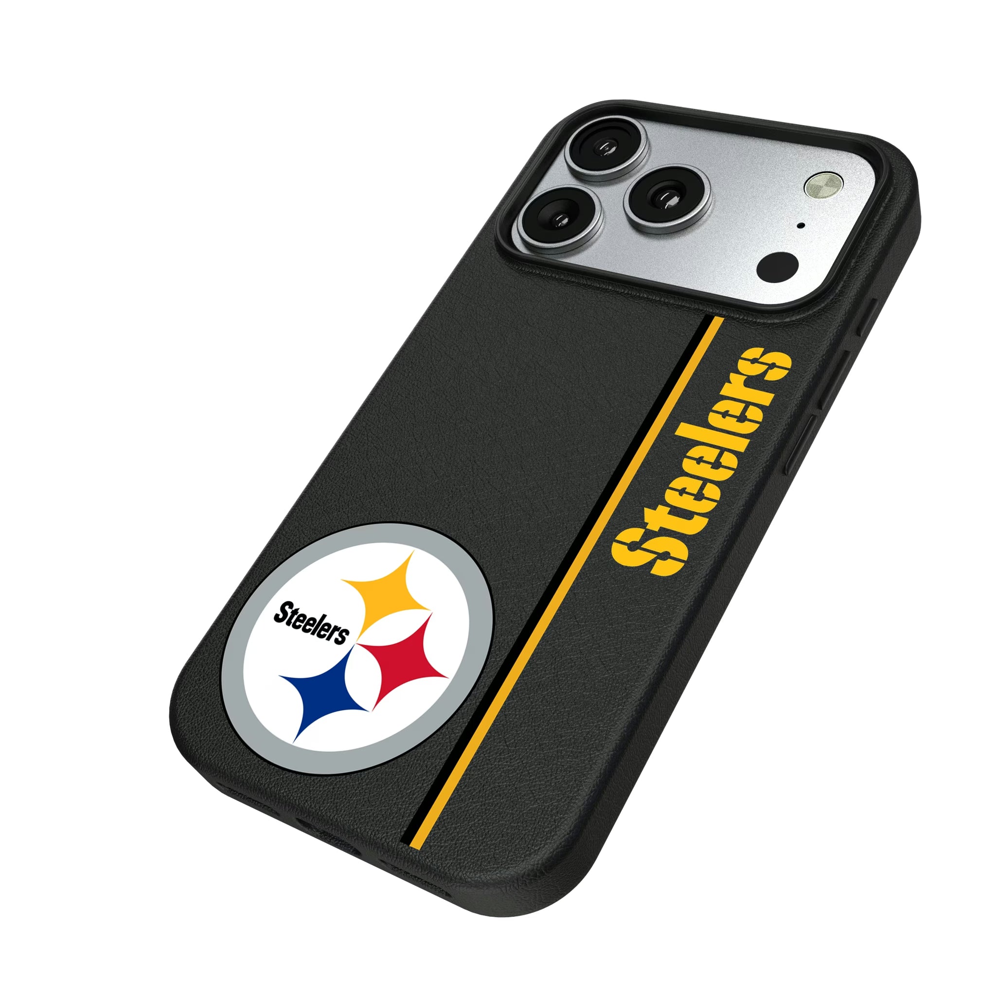 Pittsburgh Steelers Sidebar iPhone MagSafe Compatible Phone Case for Apple iPhone - Isometric View#Device_iPhone 17 Pro