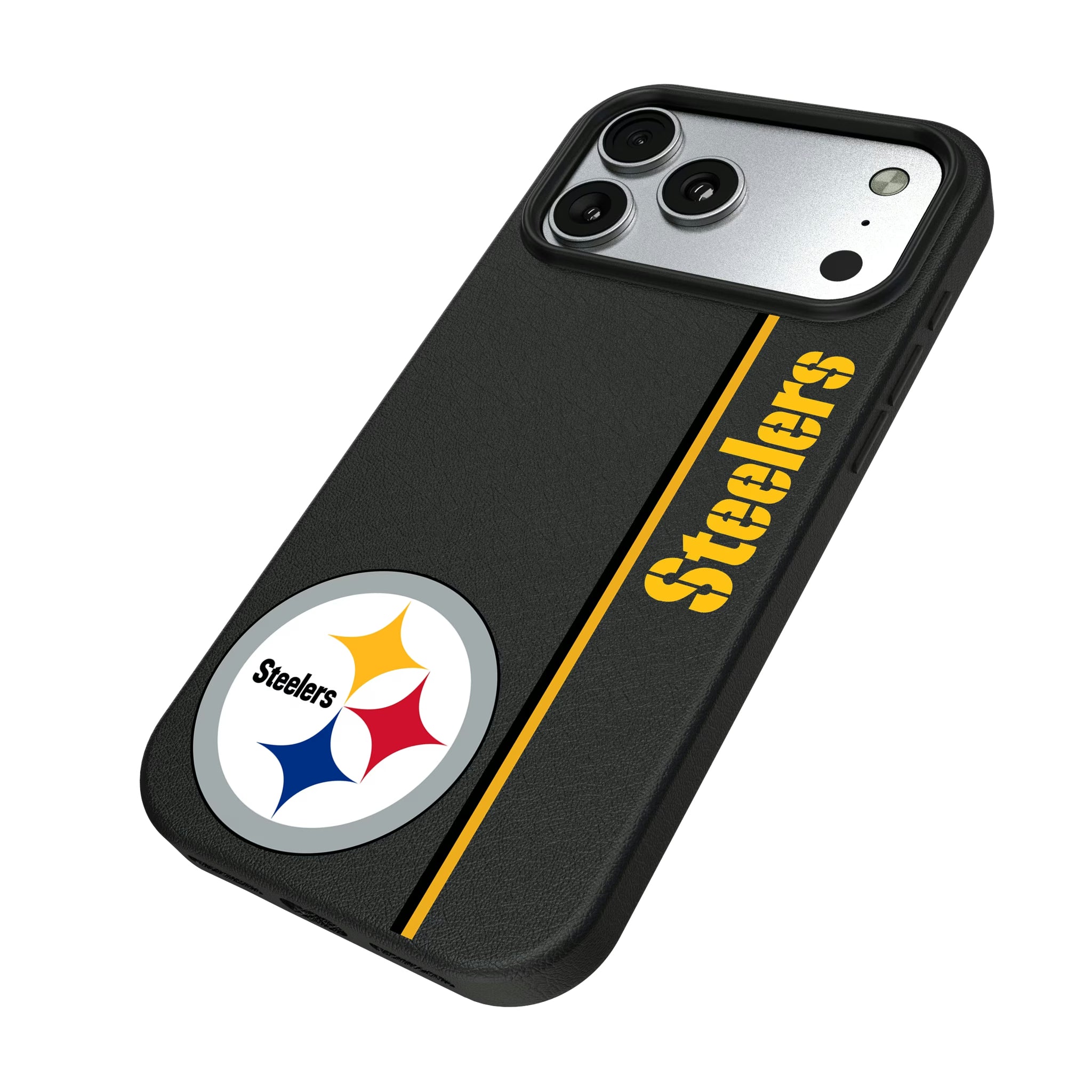 Pittsburgh Steelers Sidebar iPhone MagSafe Compatible Phone Case for Apple iPhone - Isometric View#Device_iPhone 17 Pro Max