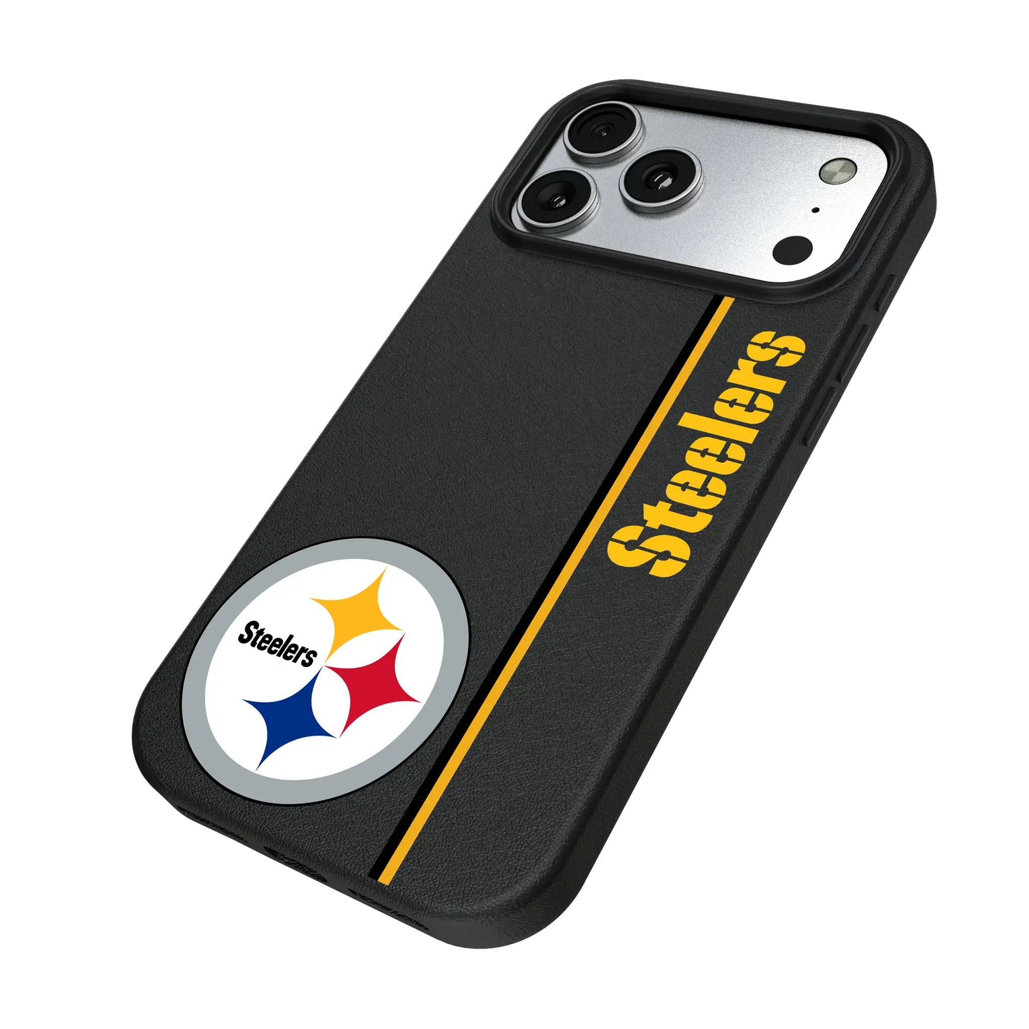 Pittsburgh Steelers Sidebar iPhone MagSafe Compatible Phone Case for Apple iPhone - Isometric View#Device_iPhone 17 Pro Max