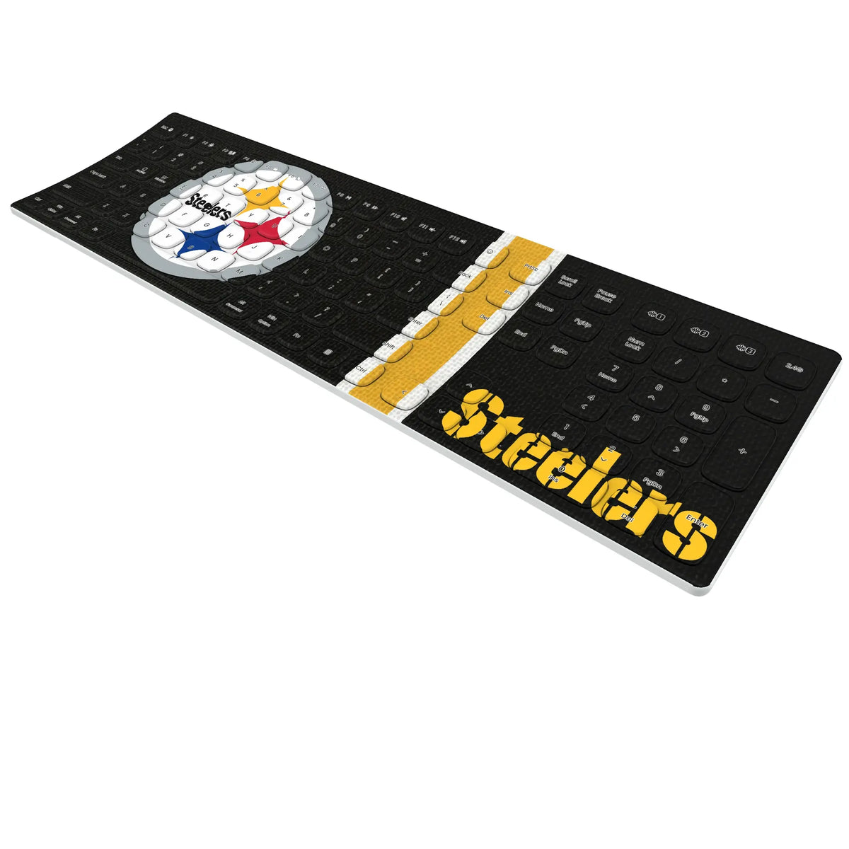 Pittsburgh Steelers Stripe KKB605 Curved Wireless Keyboard - Isometric View