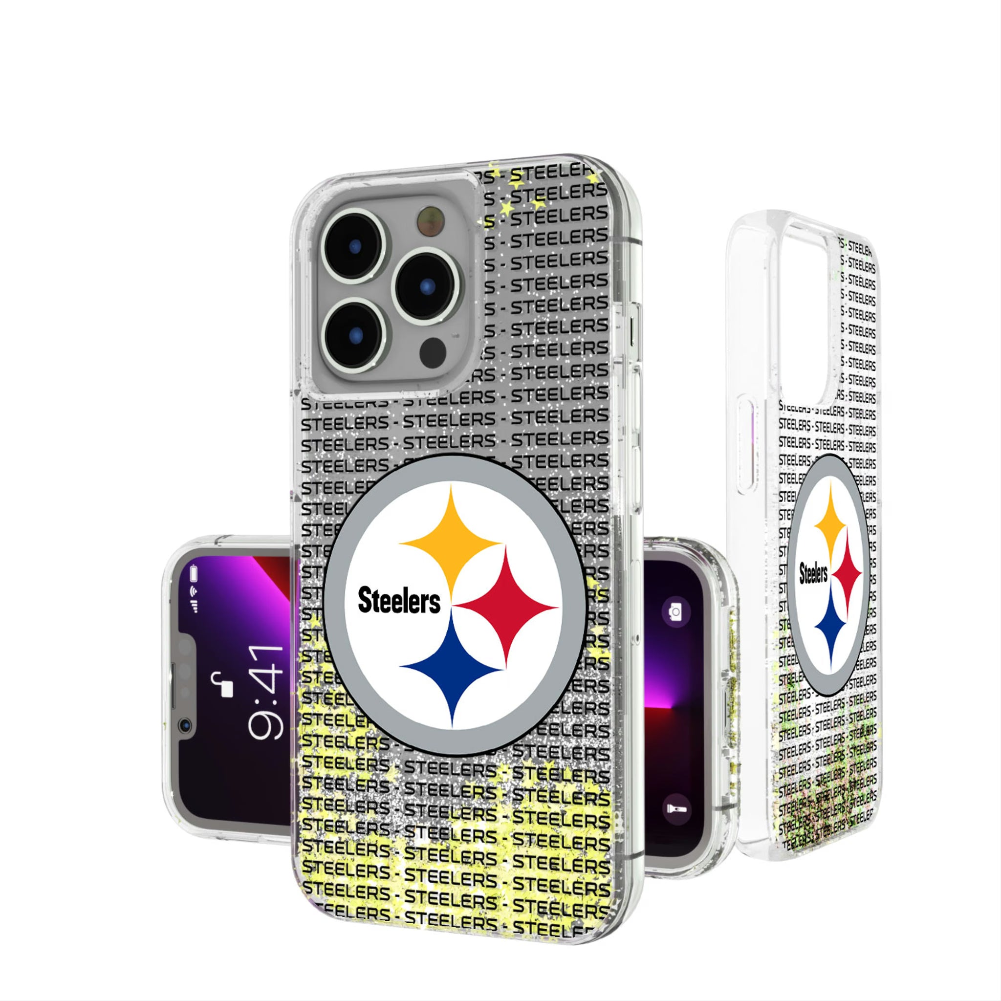 Pittsburgh Steelers Text Backdrop iPhone Glitter Phone Case for Apple iPhone