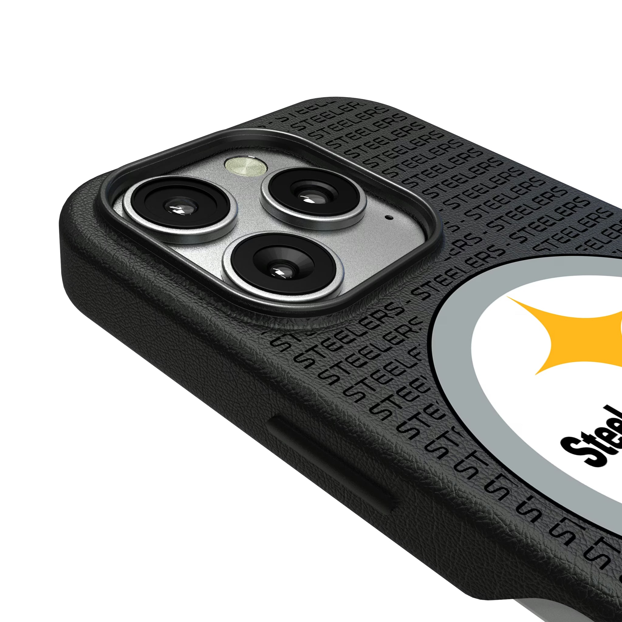 Pittsburgh Steelers Text Backdrop iPhone MagSafe Compatible Phone Case for Apple iPhone - Detail