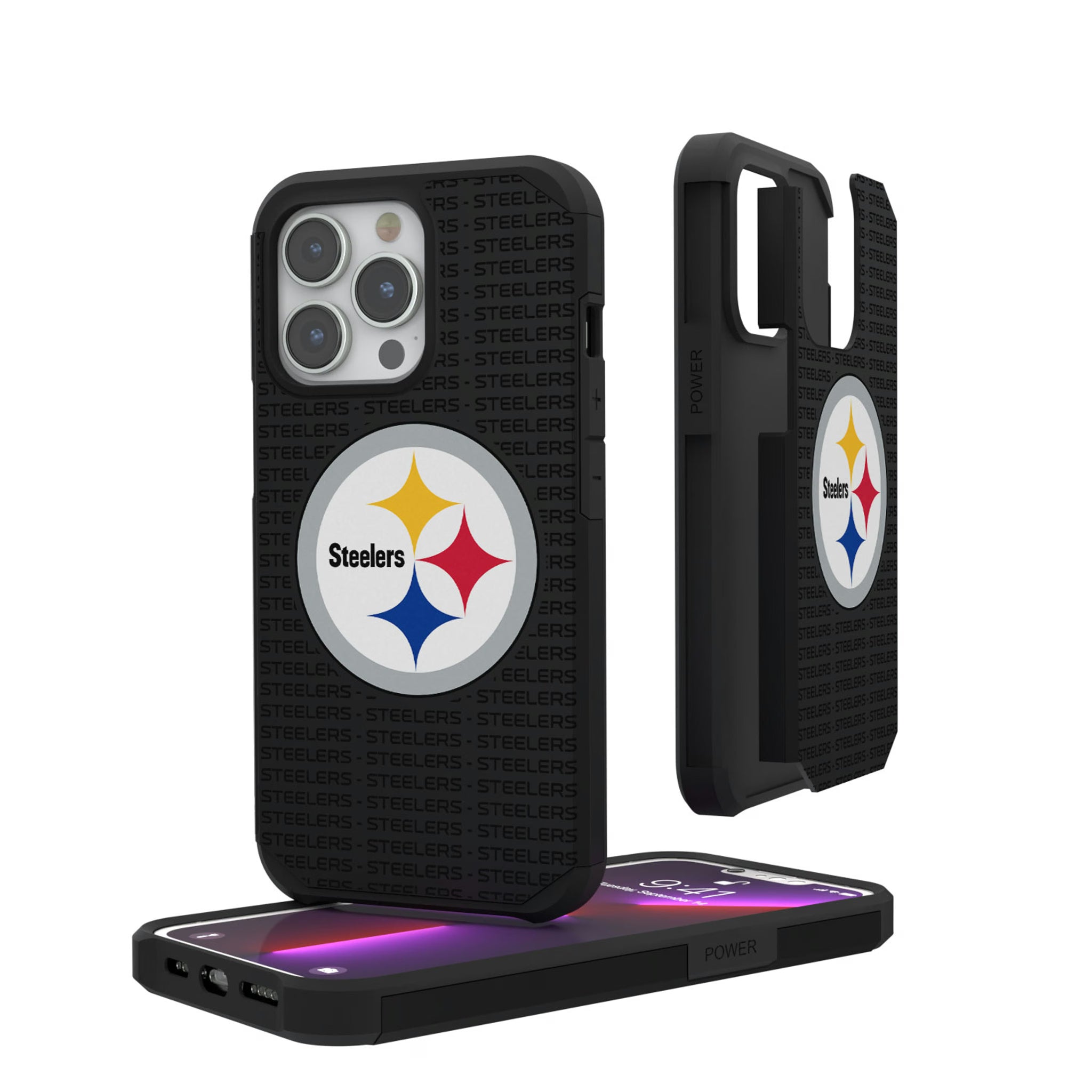 Pittsburgh Steelers Text Backdrop iPhone Rugged Phone Case for Apple iPhone