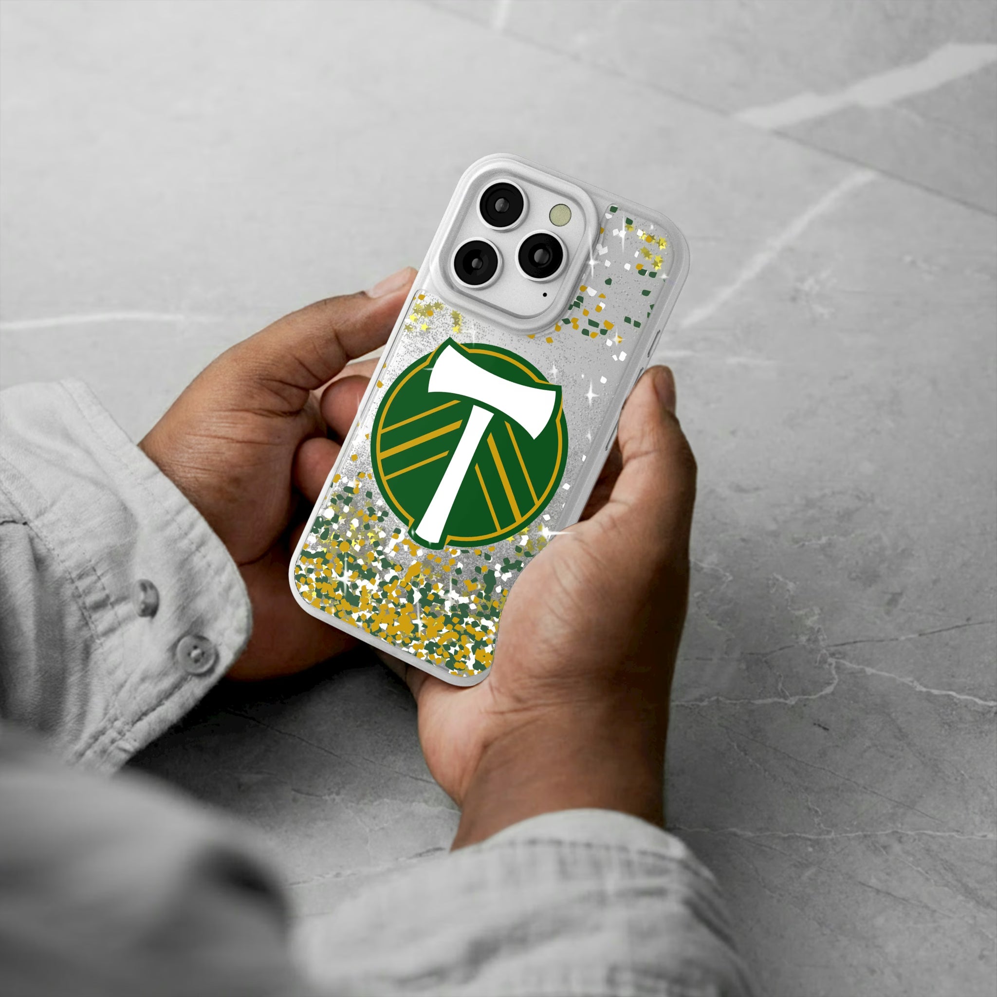 Portland Timbers Confetti iPhone Glitter Phone Case for Apple iPhone - Lifestyle#Device_iPhone 16 Pro