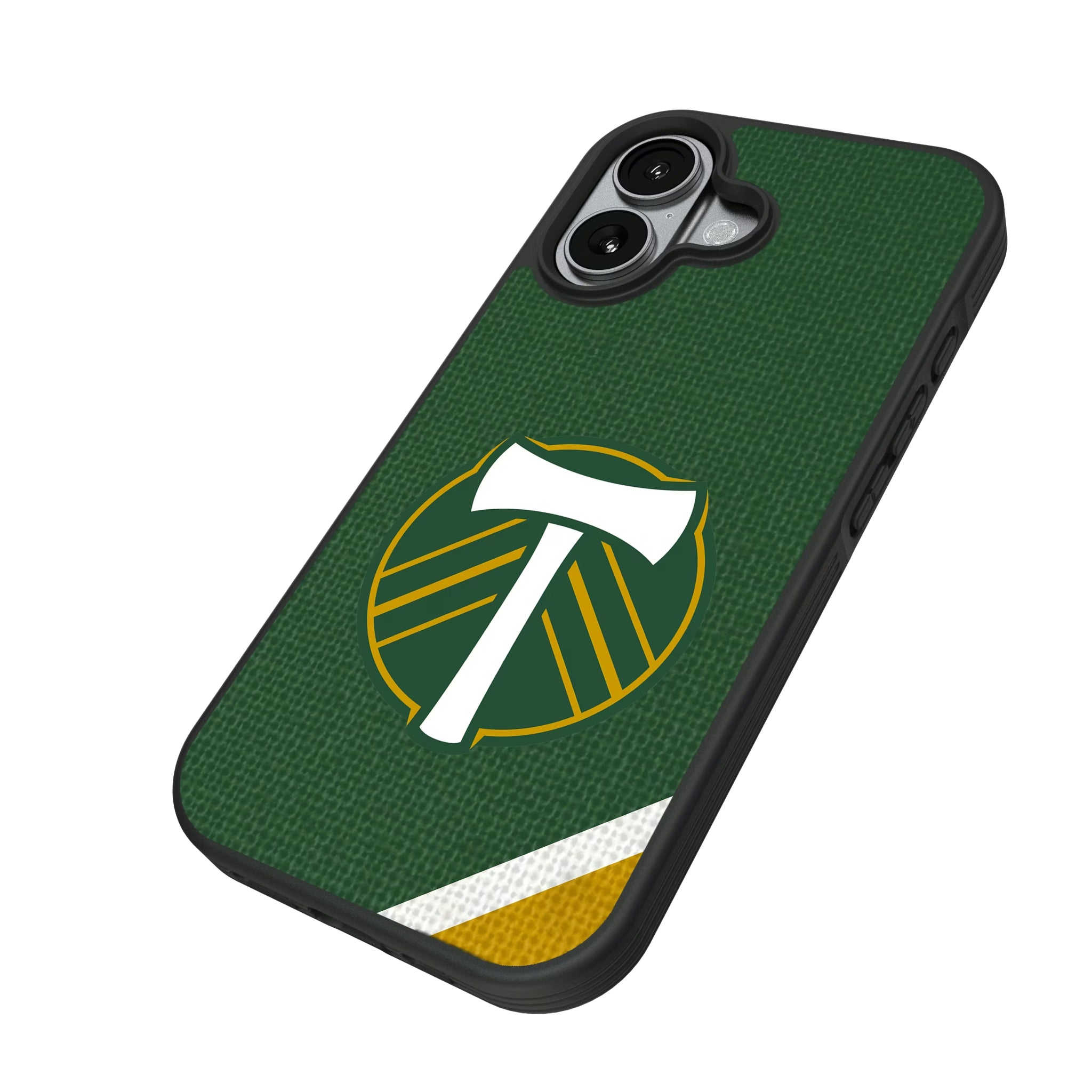 Portland Timbers Diagonal Stripe iPhone Bump Phone Case for Apple iPhone - Isometric View#Device_iPhone 17