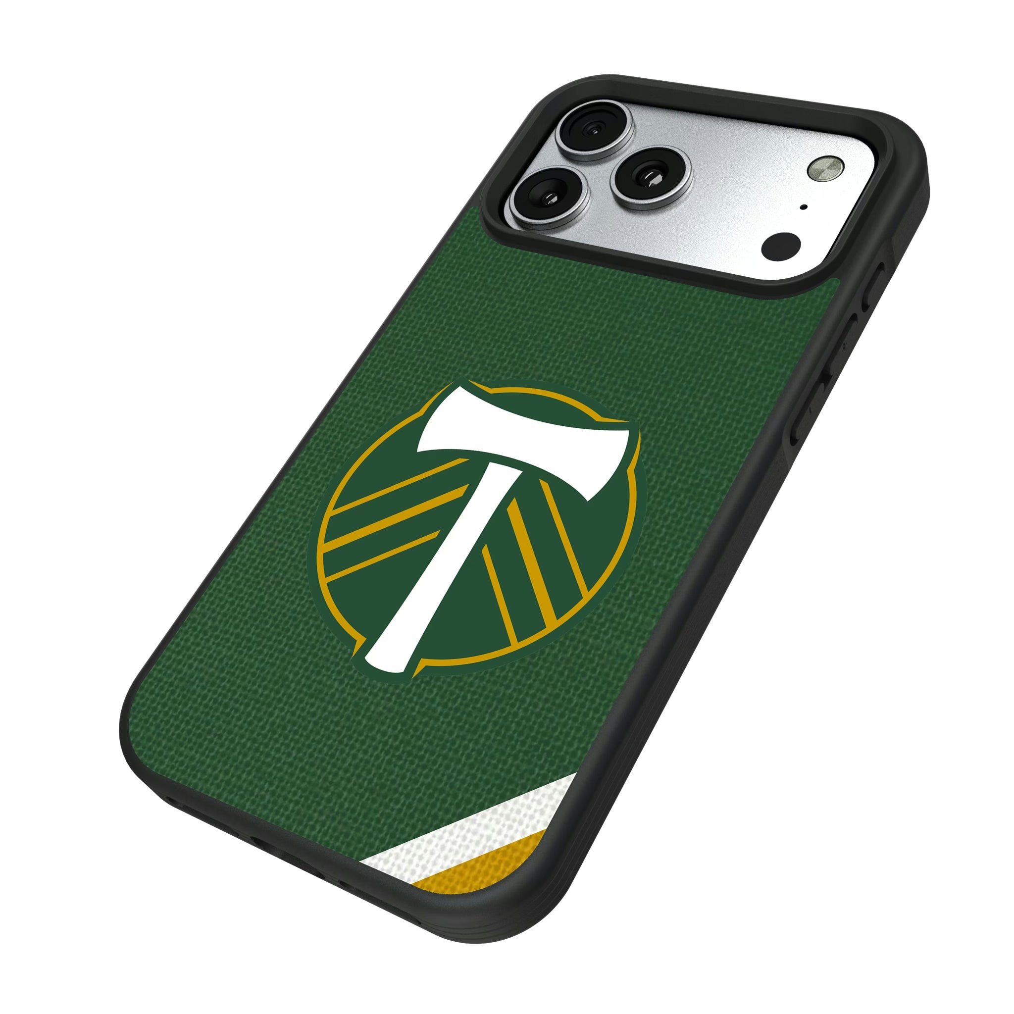 Portland Timbers Diagonal Stripe iPhone Bump Phone Case for Apple iPhone - Isometric View#Device_iPhone 17 Pro Max