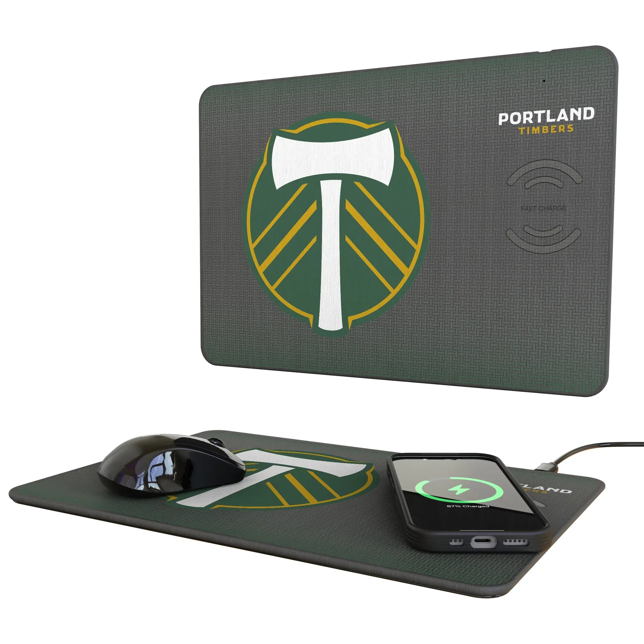 Portland Timbers Linen 15-Watt Wireless Charger and Mouse Pad