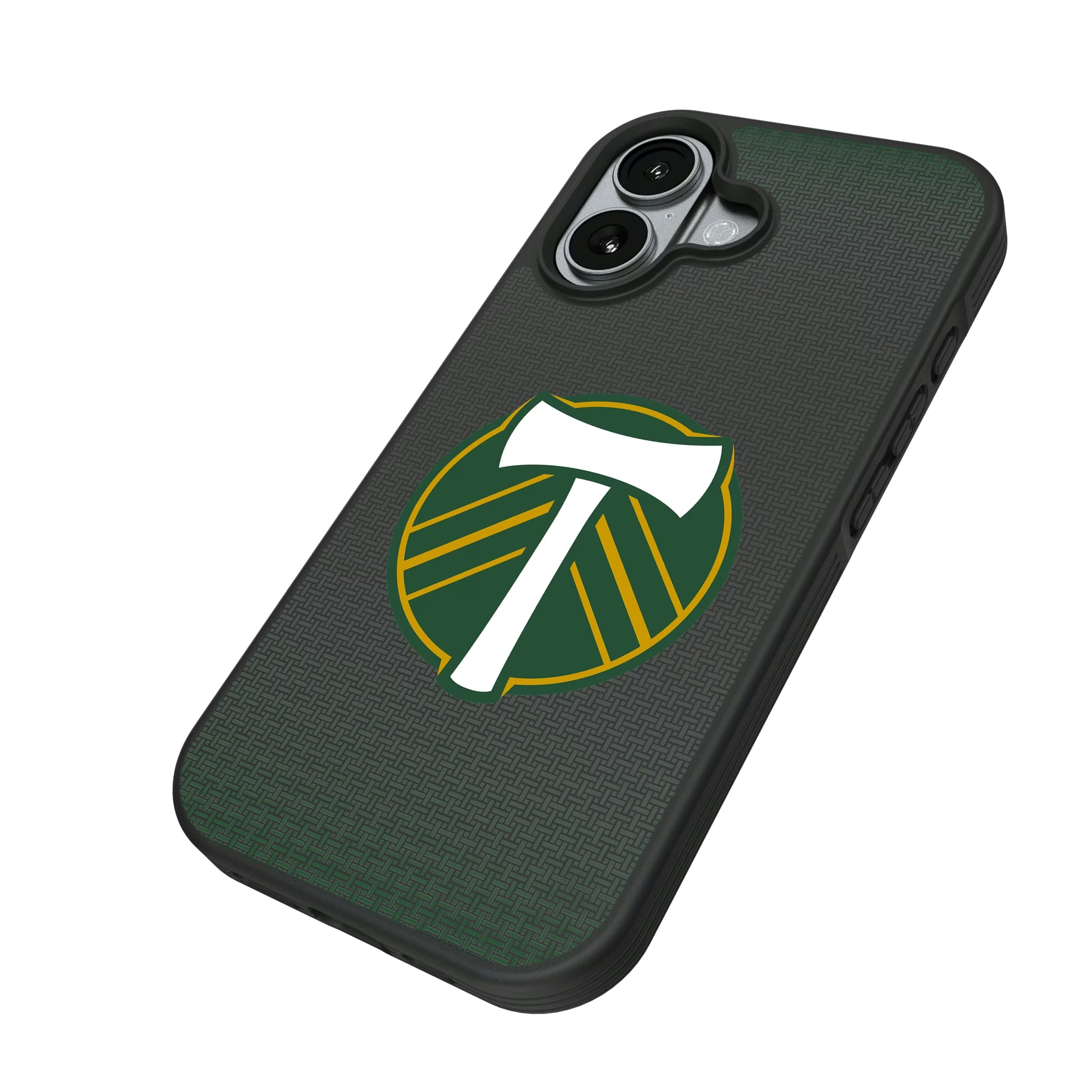 Portland Timbers Linen iPhone Bump Phone Case for Apple iPhone - Isometric View#Device_iPhone 17