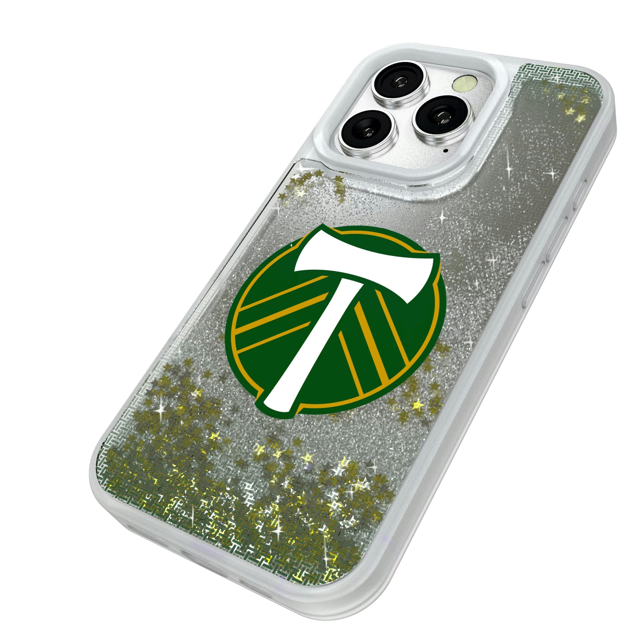 Portland Timbers Linen iPhone Glitter Phone Case for Apple iPhone - Isometric View#Device_iPhone 16 Pro
