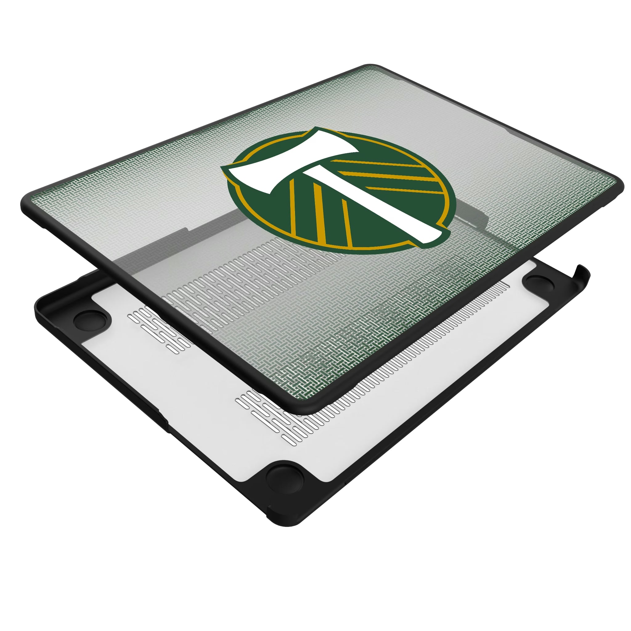 Portland Timbers Linen MacBook Laptop Case for Apple MacBook - Isometric View#Device_MacBook Pro (14-inch, 2021) / MacBook Pro (14-inch, 2023) / MacBook Pro (14-inch, 2024)