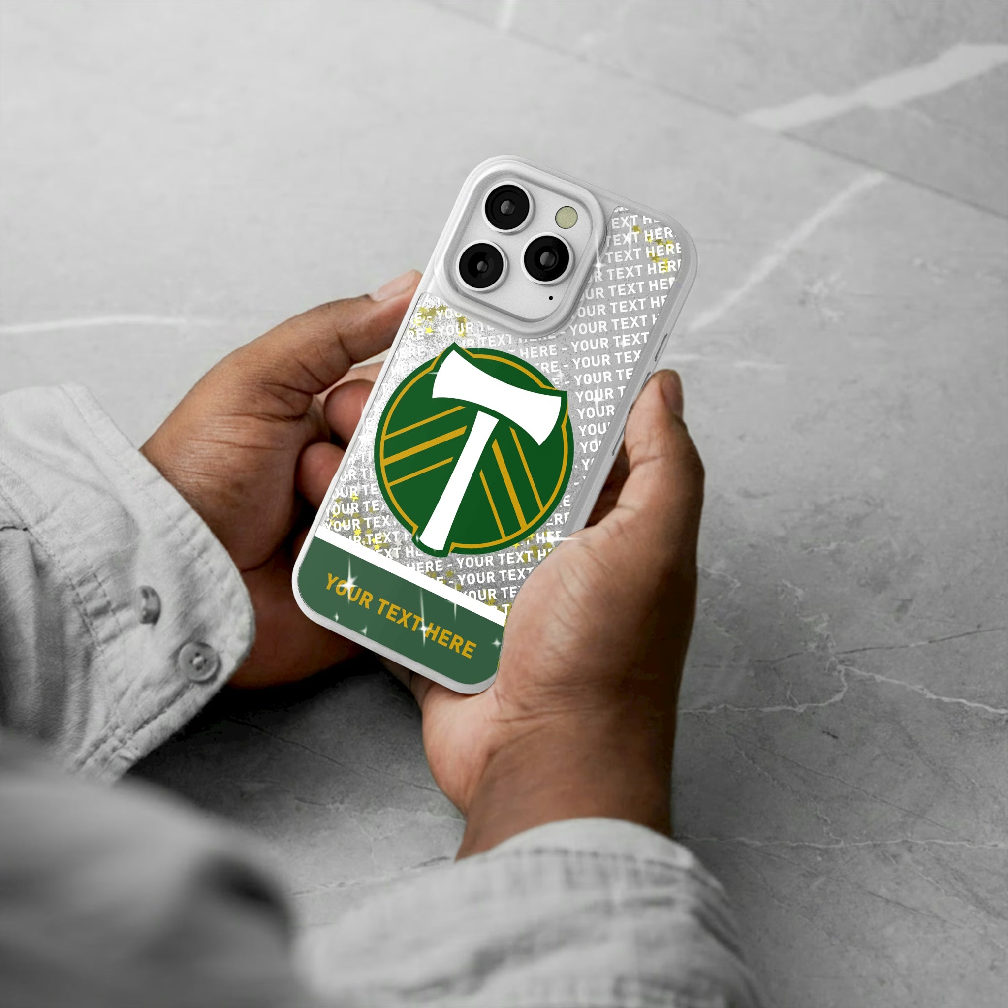 Portland Timbers Personalized EndZone Plus iPhone Glitter Phone Case for Apple iPhone - Lifestyle#Device_iPhone 16 Pro