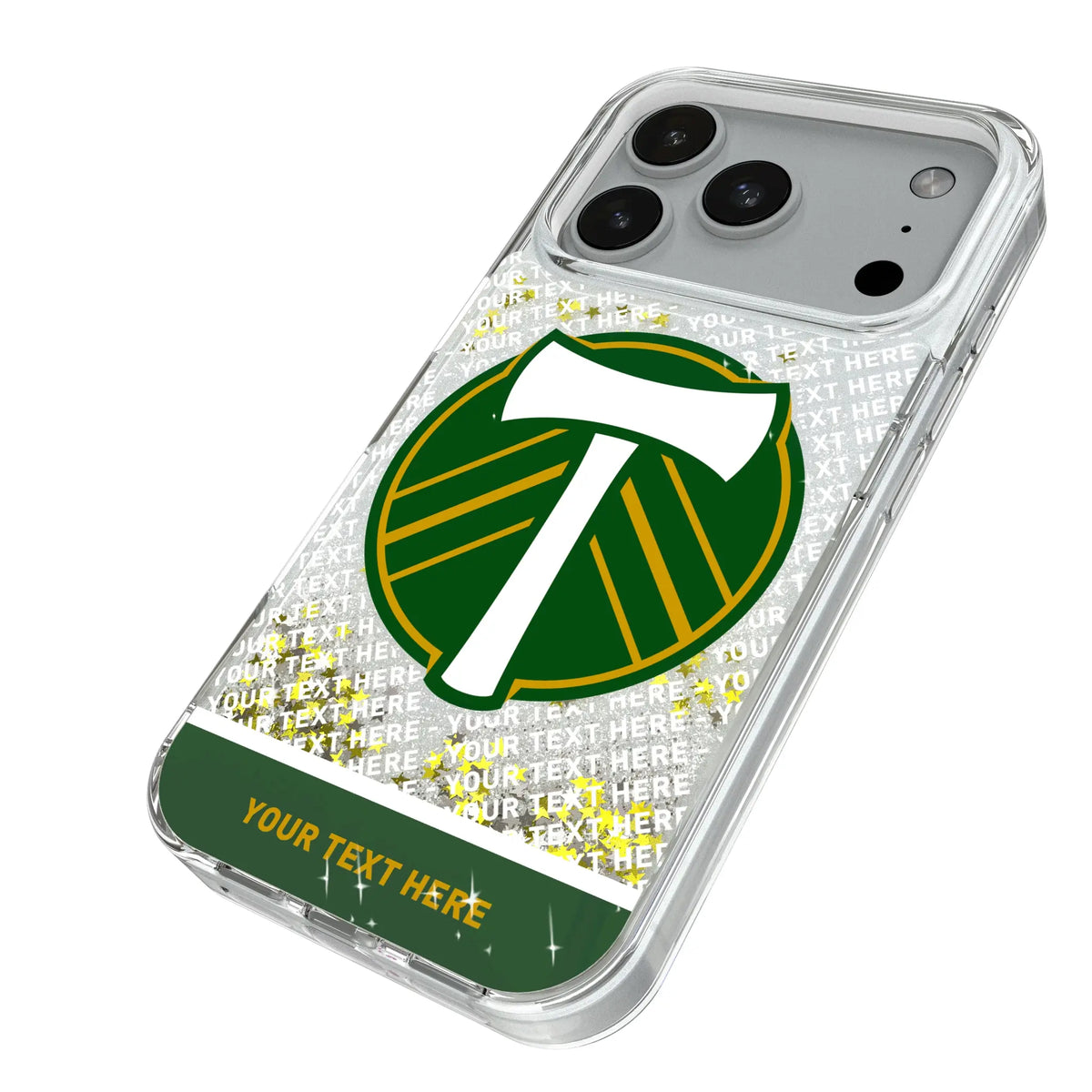 Portland Timbers Personalized EndZone Plus iPhone Glitter Phone Case for Apple iPhone - Isometric View#Device_iPhone 18 Pro