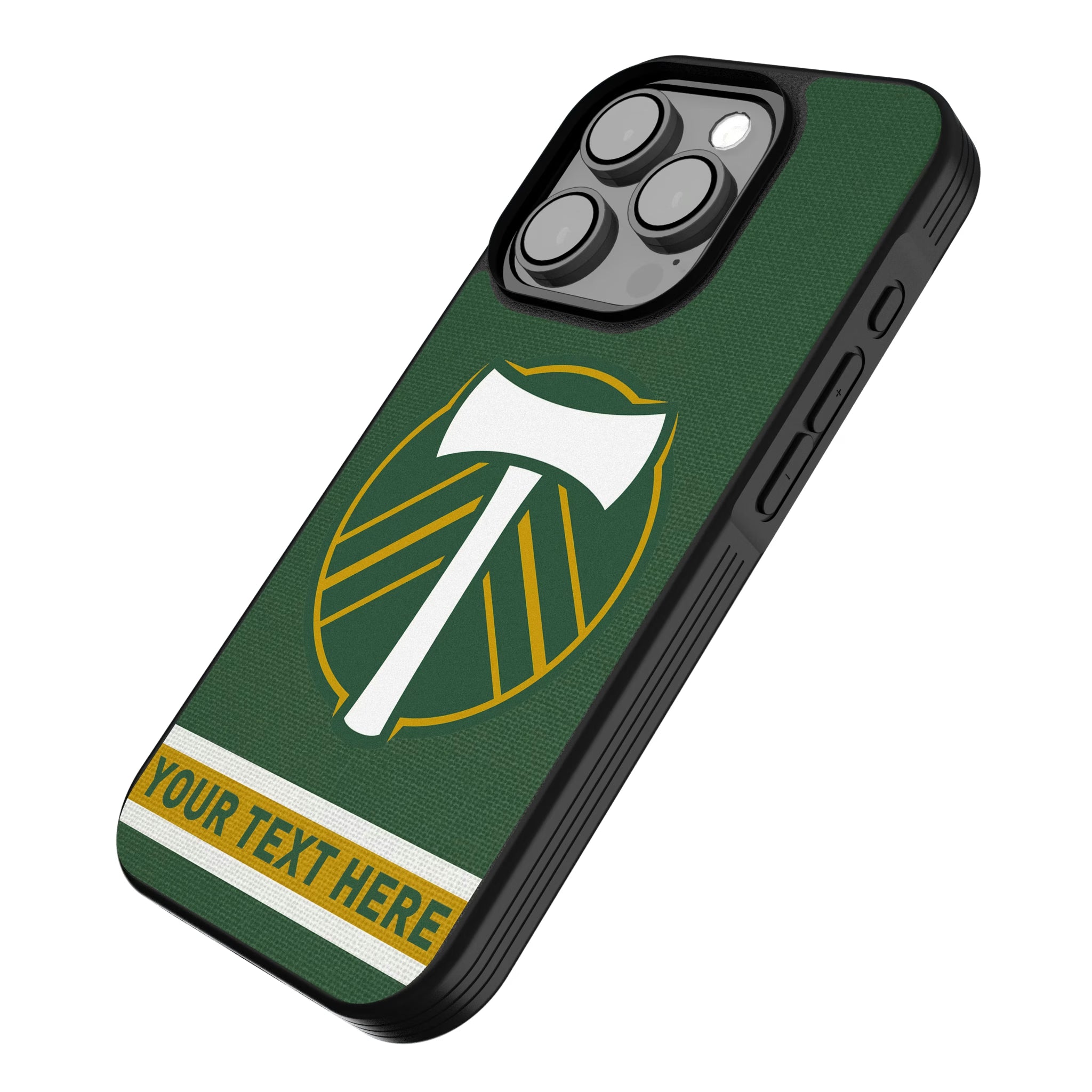 Portland Timbers Personalized Stripe iPhone Bump Phone Case for Apple iPhone - Isometric View