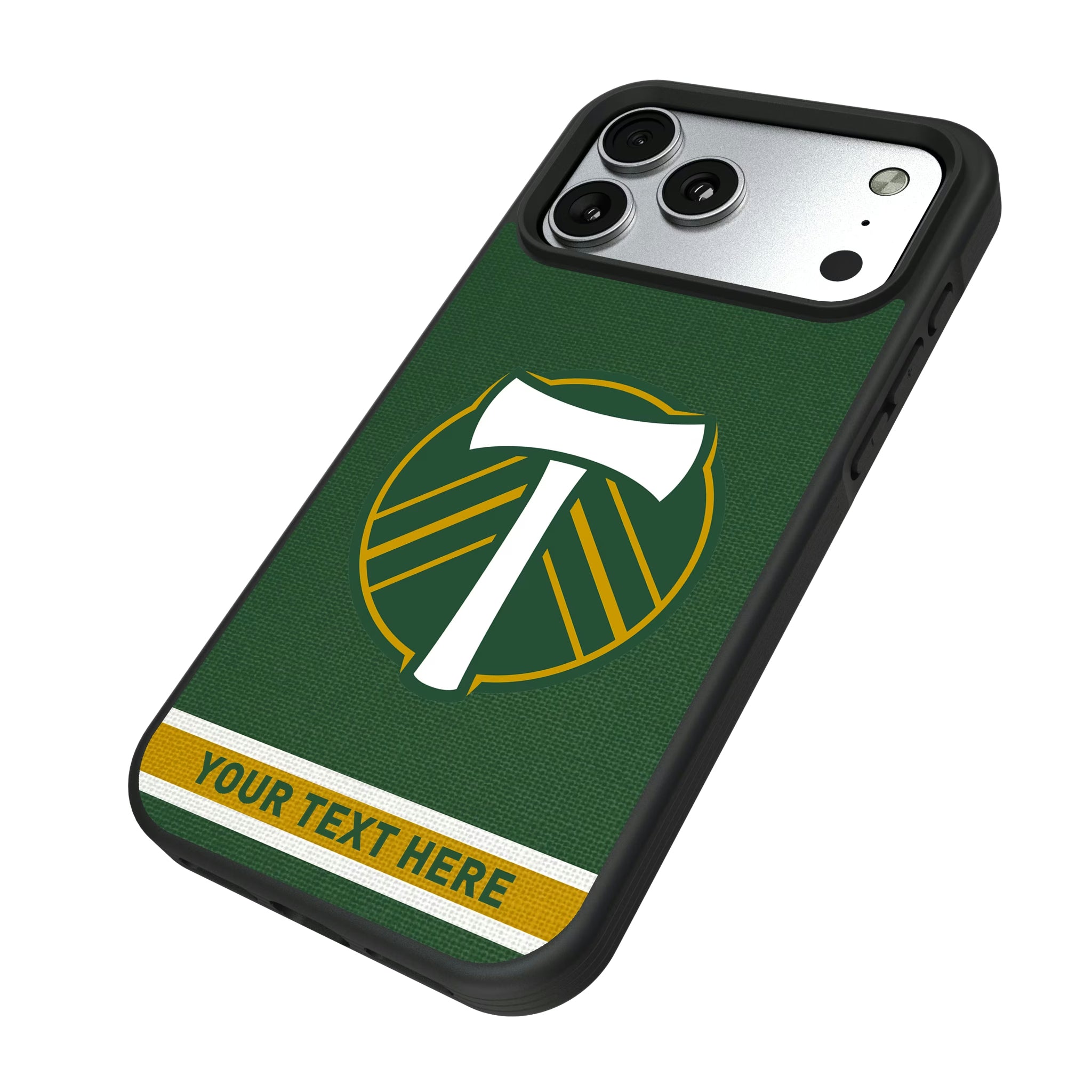 Portland Timbers Personalized Stripe iPhone Bump Phone Case for Apple iPhone - Isometric View#Device_iPhone 17 Pro Max