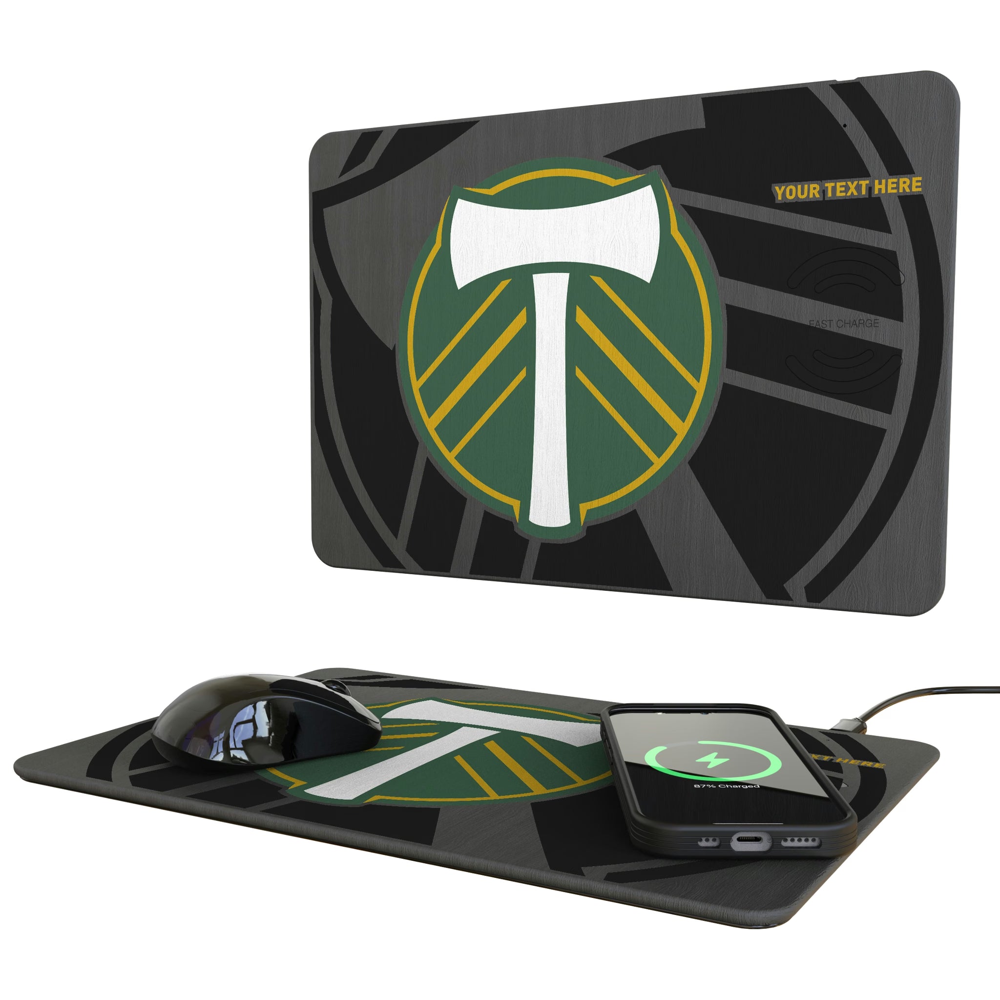 Portland Timbers Personalized Tilt 15-Watt Wireless Charger and Mouse Pad