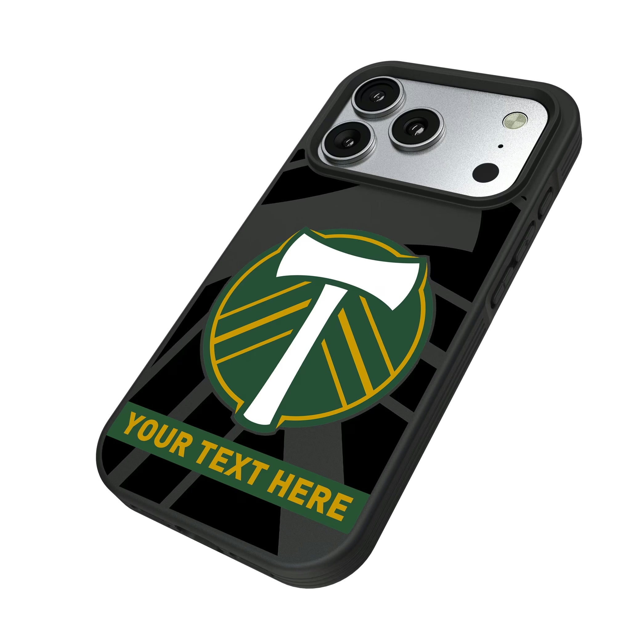Portland Timbers Personalized Tilt iPhone Bump Phone Case for Apple iPhone - Isometric View#Device_iPhone 17 Pro