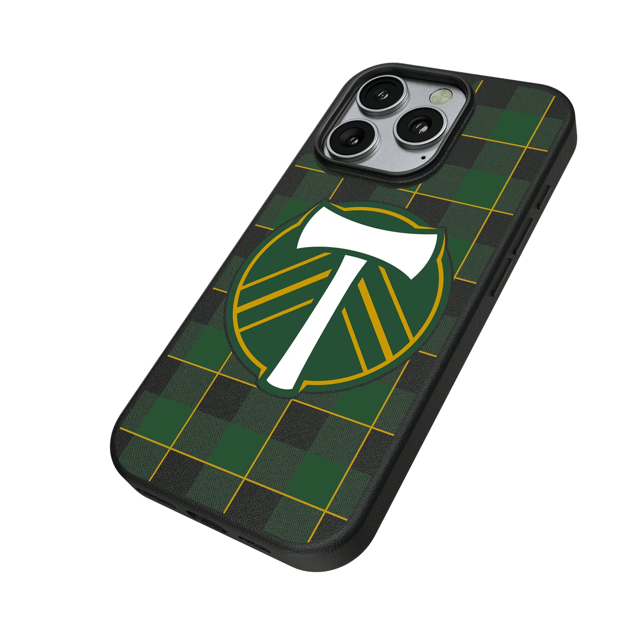 Portland Timbers Plaid iPhone MagSafe Compatible Phone Case for Apple iPhone - Isometric View