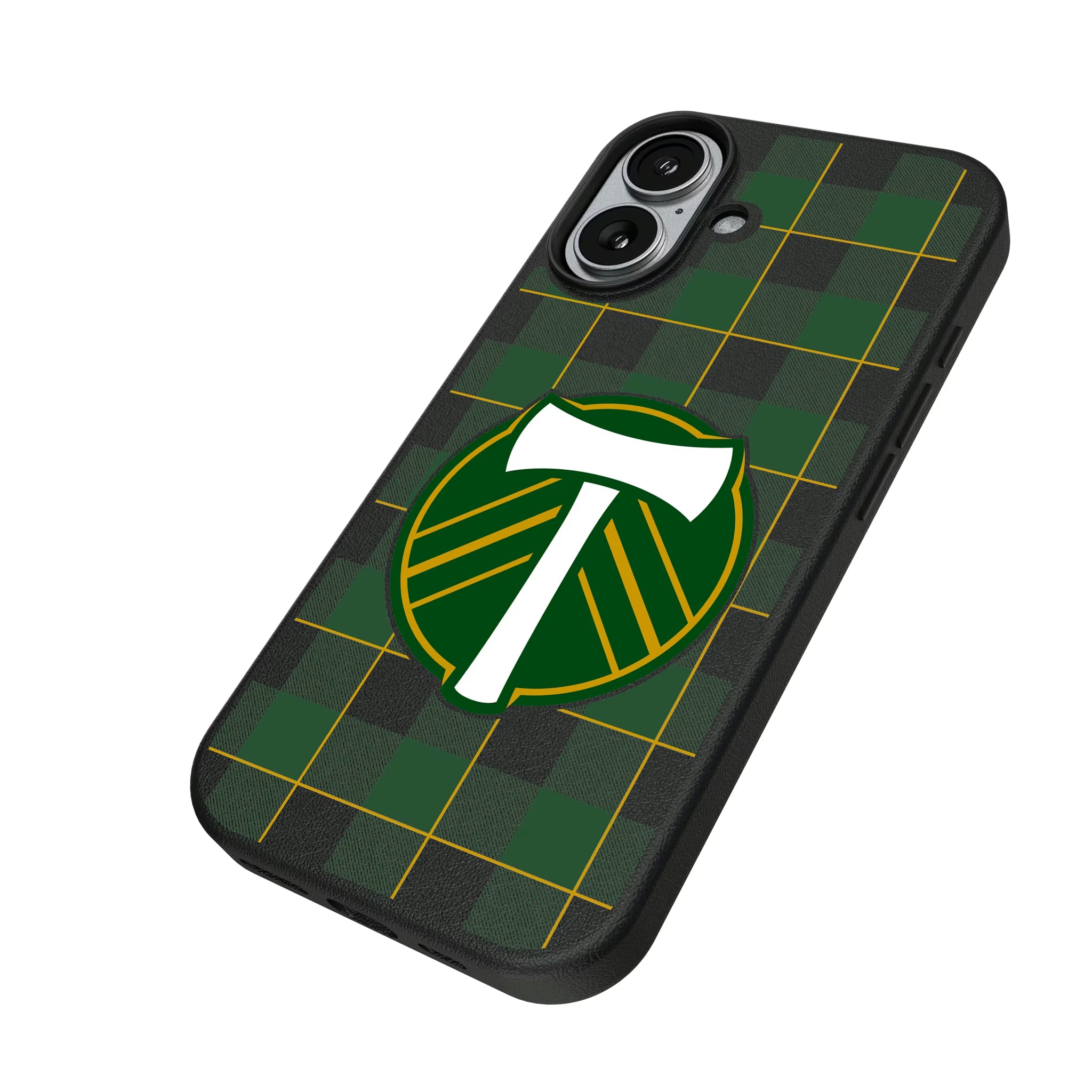 Portland Timbers Plaid iPhone MagSafe Compatible Phone Case for Apple iPhone - Isometric View#Device_iPhone 17