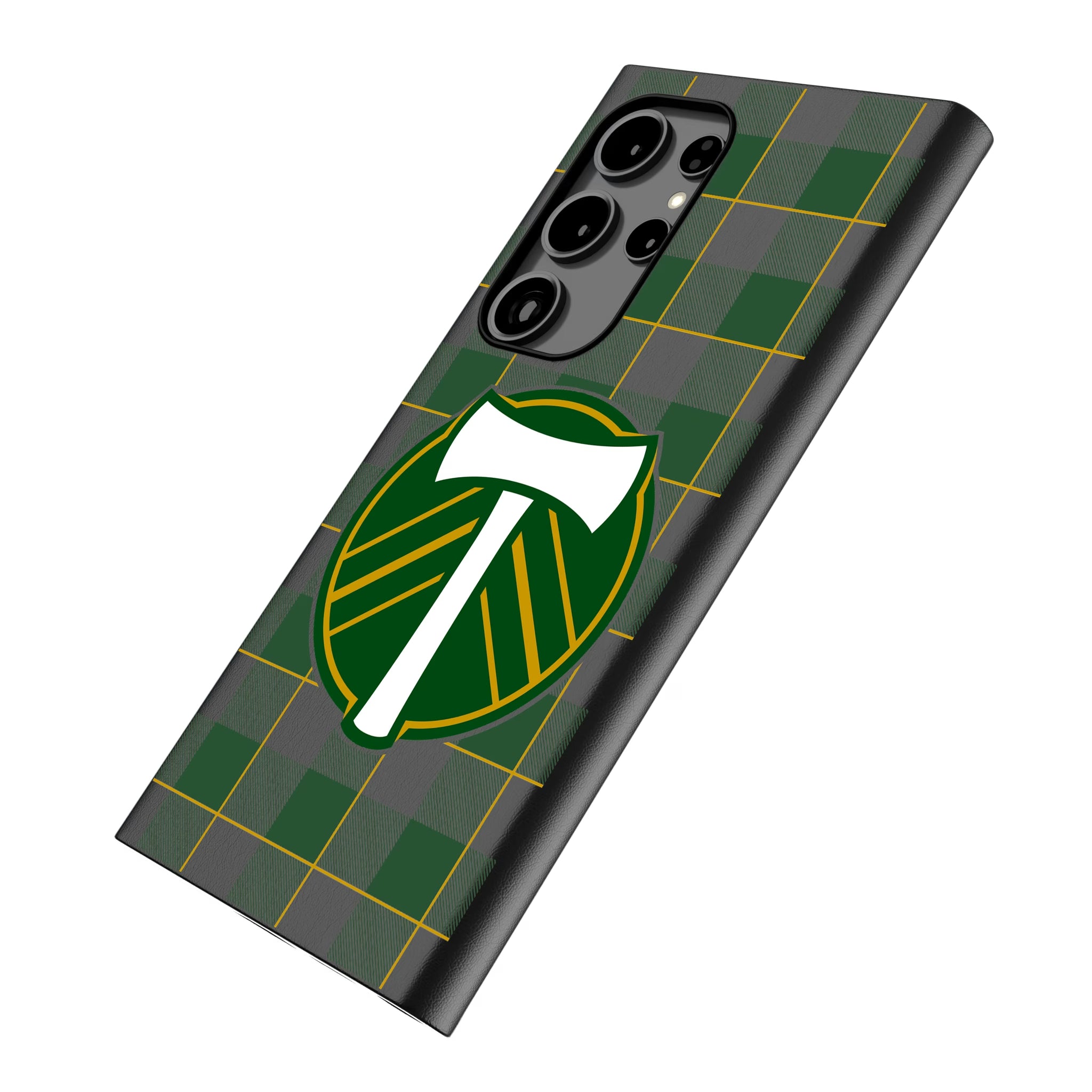 Portland Timbers Plaid Galaxy MagSafe Compatible Phone Case for Samsung Galaxy - Isometric View