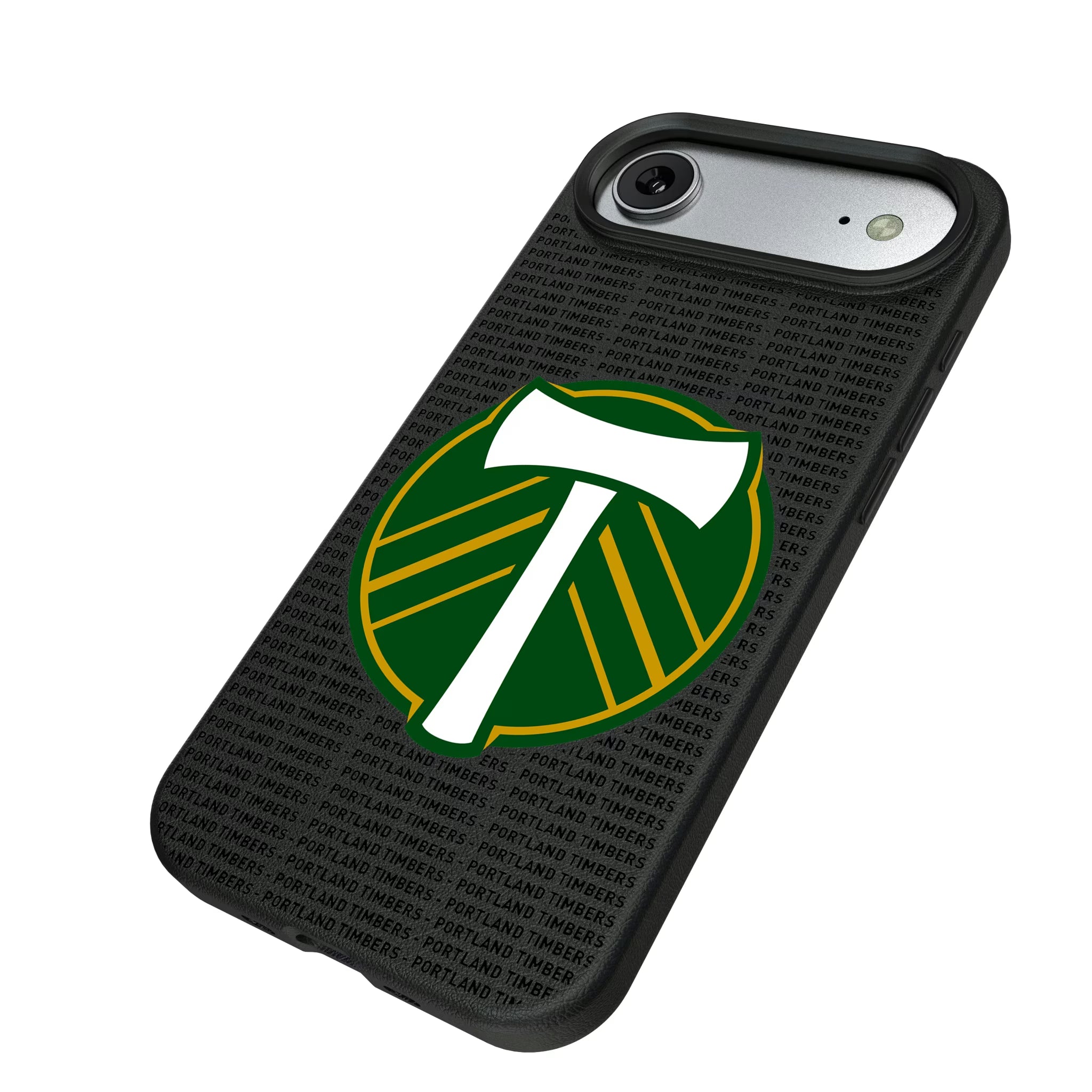 Portland Timbers Text Backdrop iPhone MagSafe Compatible Phone Case for Apple iPhone - Isometric View#Device_iPhone Air