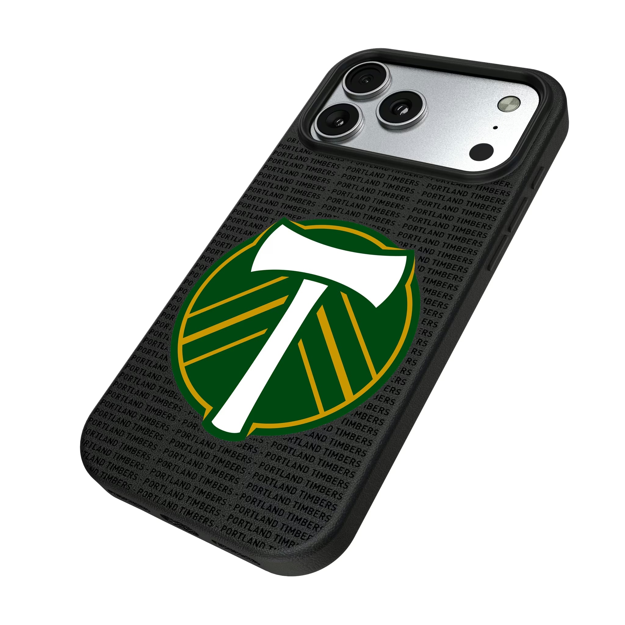 Portland Timbers Text Backdrop iPhone MagSafe Compatible Phone Case for Apple iPhone - Isometric View#Device_iPhone 17 Pro Max