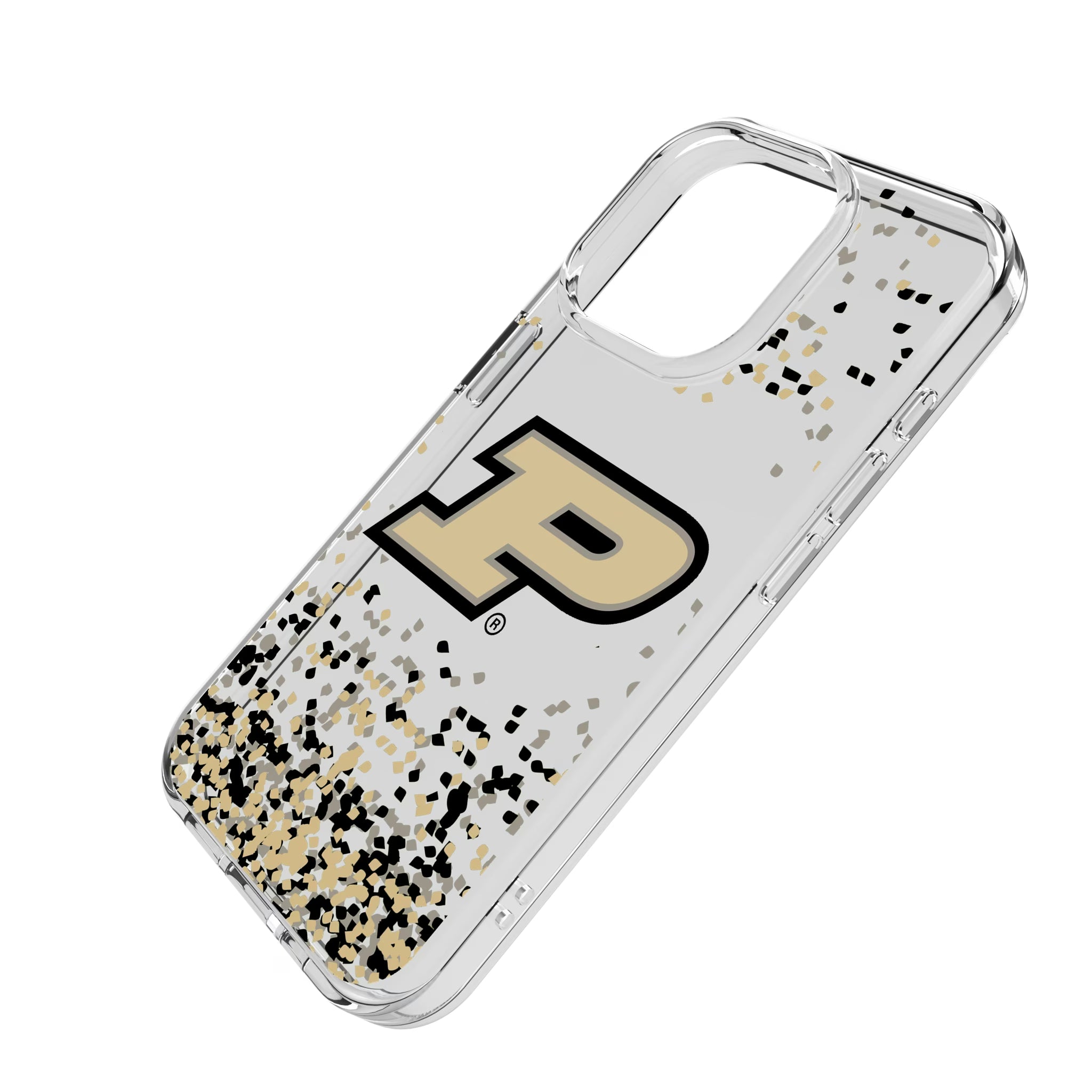 Purdue University Boilermakers Confetti iPhone Clear Phone Case for Apple iPhone - Isometric View