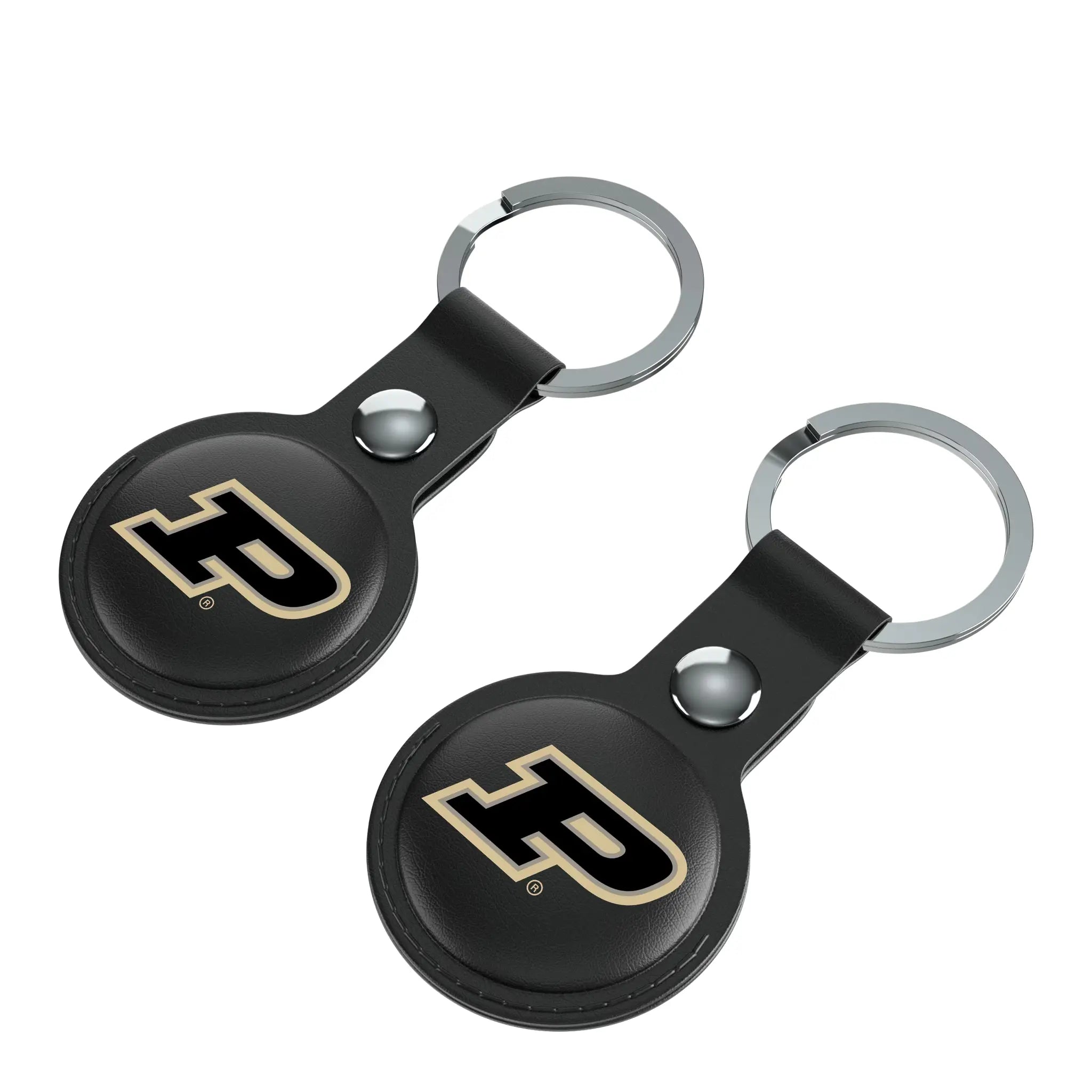 Purdue University Boilermakers Insignia AirTag Black Airtag Holder 2-Pack - Isometric View