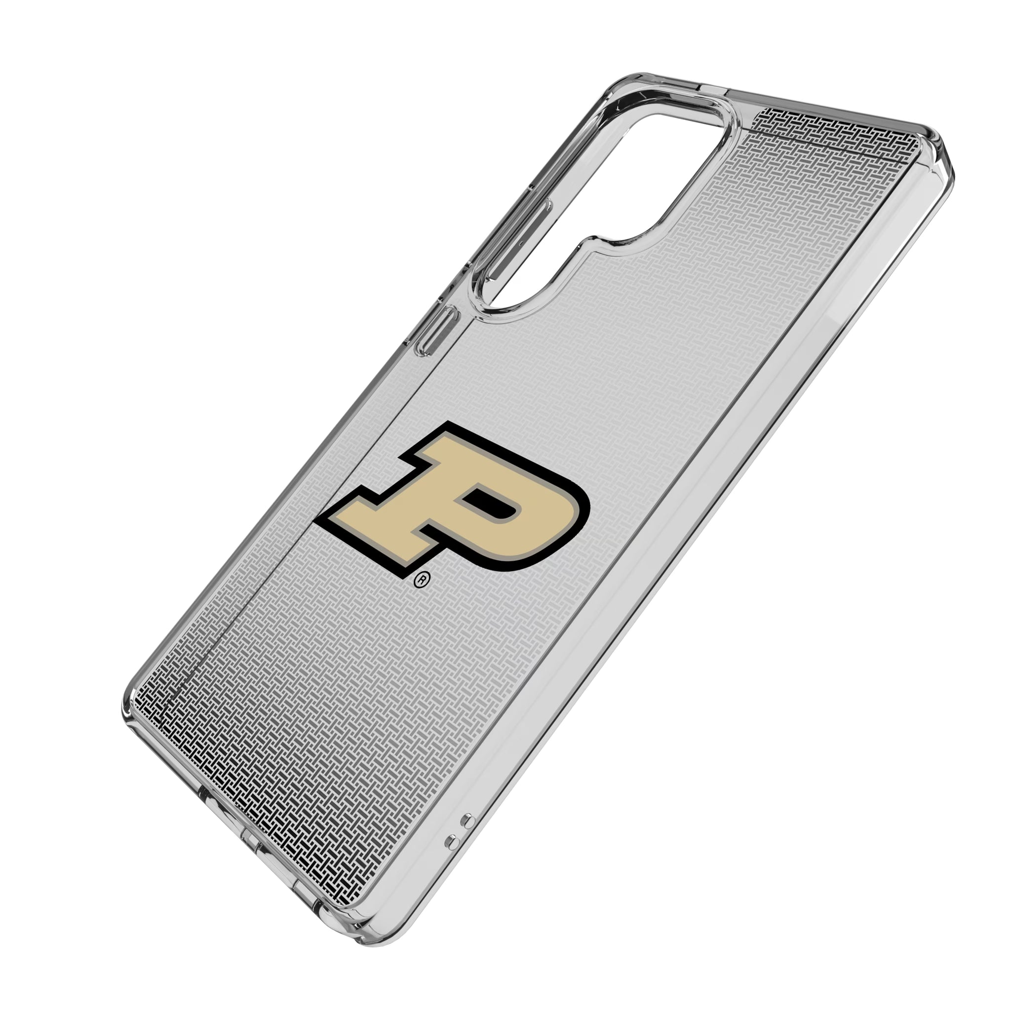Purdue University Boilermakers Linen Galaxy Clear Phone Case for Samsung Galaxy - Isometric View
