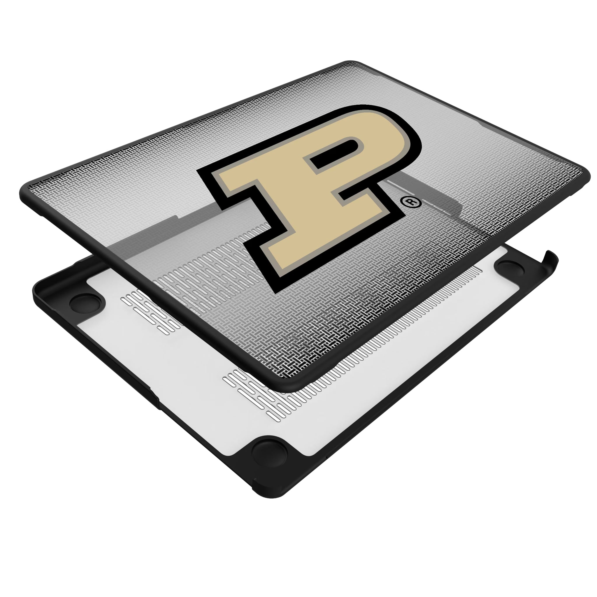 Purdue University Boilermakers Linen MacBook Laptop Case for Apple MacBook - Isometric View#Device_MacBook Pro (14-inch, 2021) / MacBook Pro (14-inch, 2023) / MacBook Pro (14-inch, 2024)