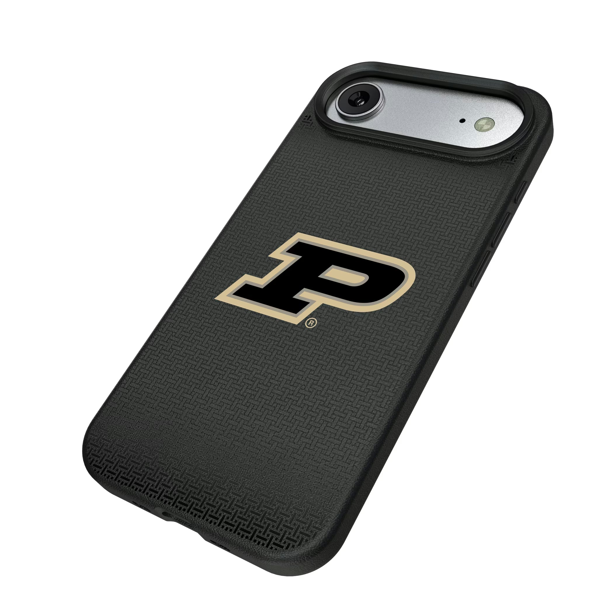 Purdue University Boilermakers Linen iPhone MagSafe Compatible Phone Case for Apple iPhone - Isometric View#Device_iPhone Air