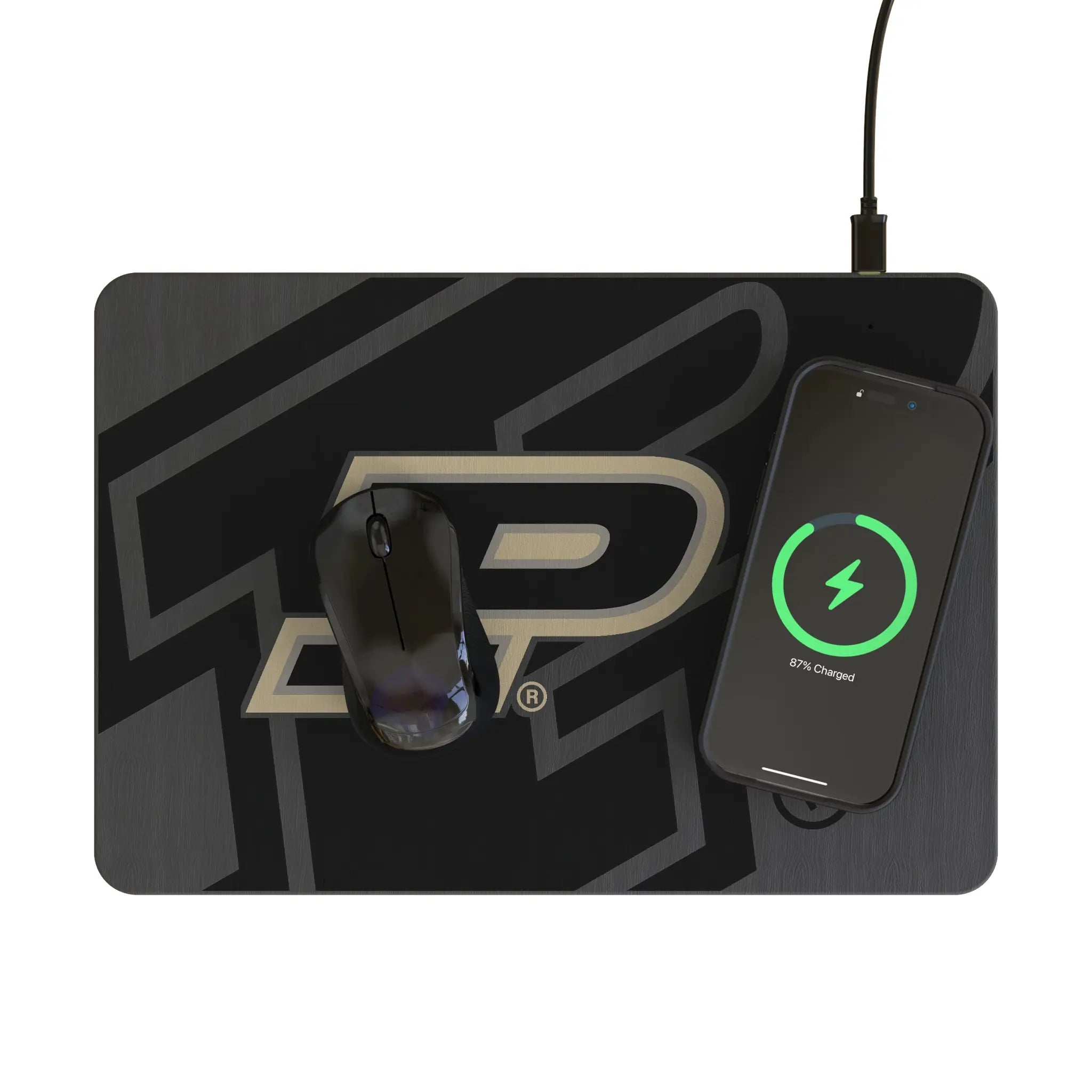 Purdue University Boilermakers Monocolor Tilt 15-Watt Wireless Charger and Mouse Pad - Lifestyle