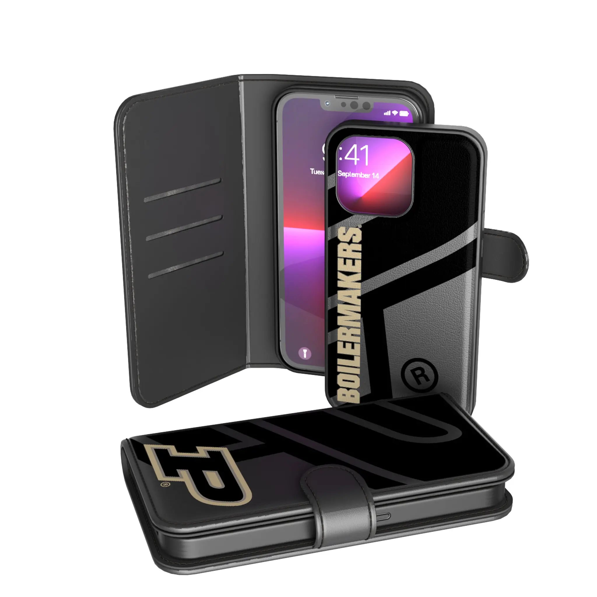 Purdue University Boilermakers Monocolor Tilt iPhone Wallet Phone Case for Apple iPhone