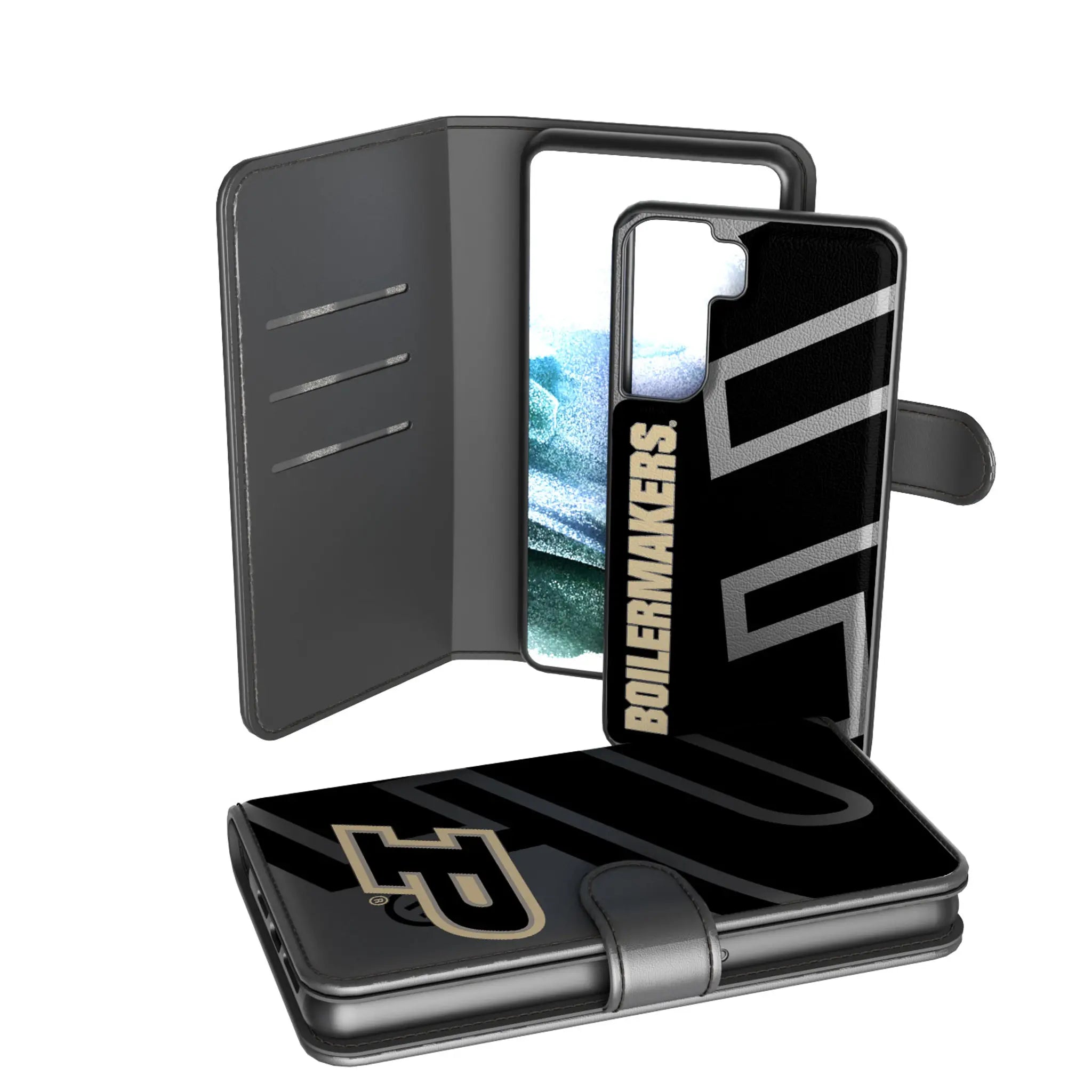 Purdue University Boilermakers Monocolor Tilt Galaxy Wallet Phone Case for Samsung Galaxy