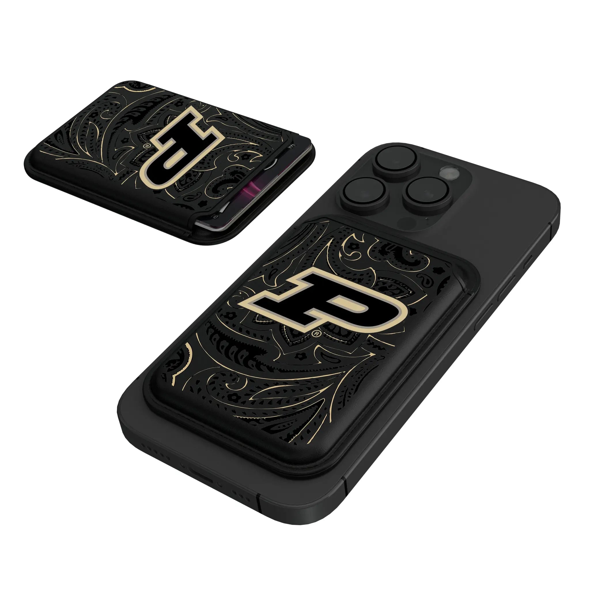 Purdue University Boilermakers Paisley Black Magnetic Credit Card Wallet