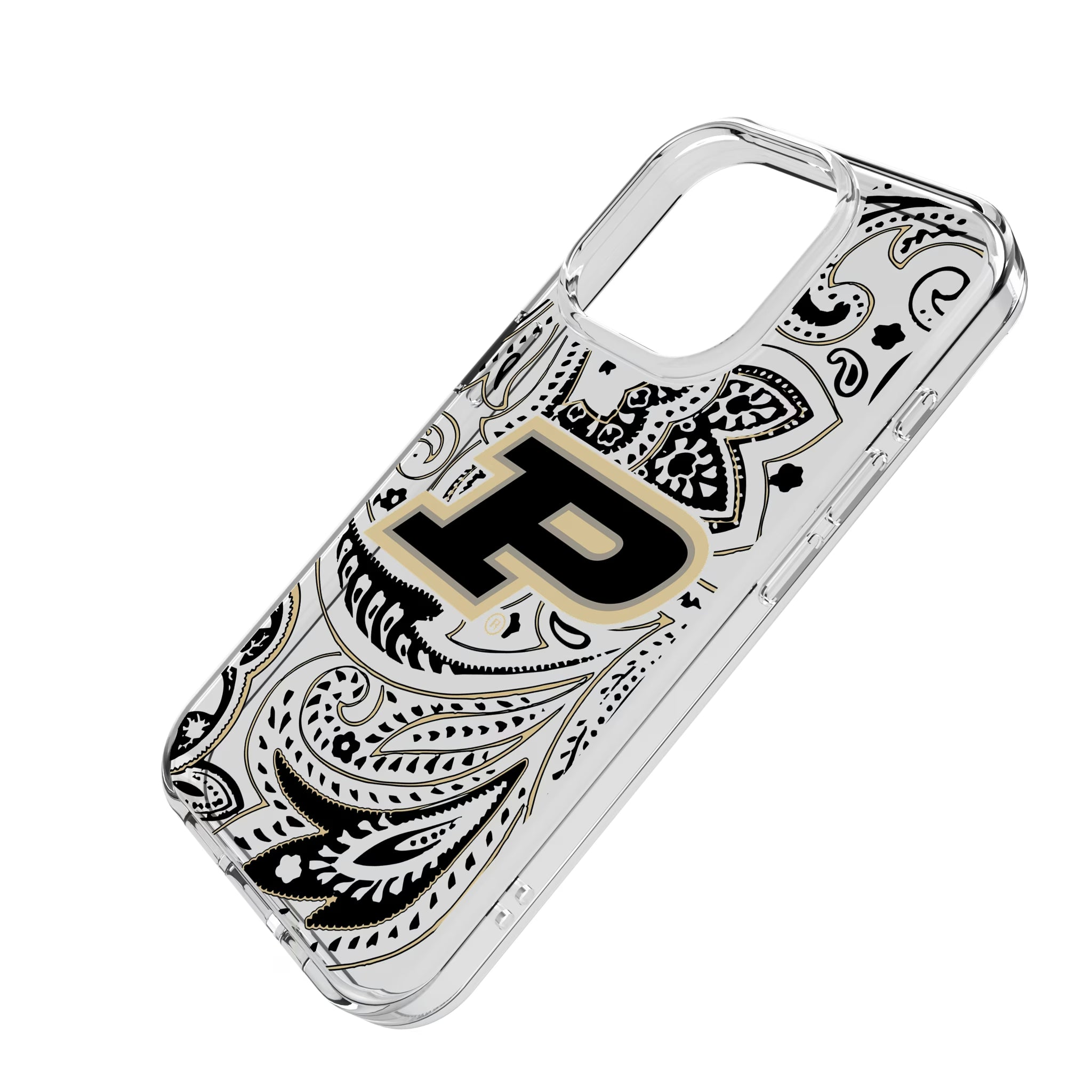 Purdue University Boilermakers Paisley iPhone Clear Phone Case for Apple iPhone - Isometric View