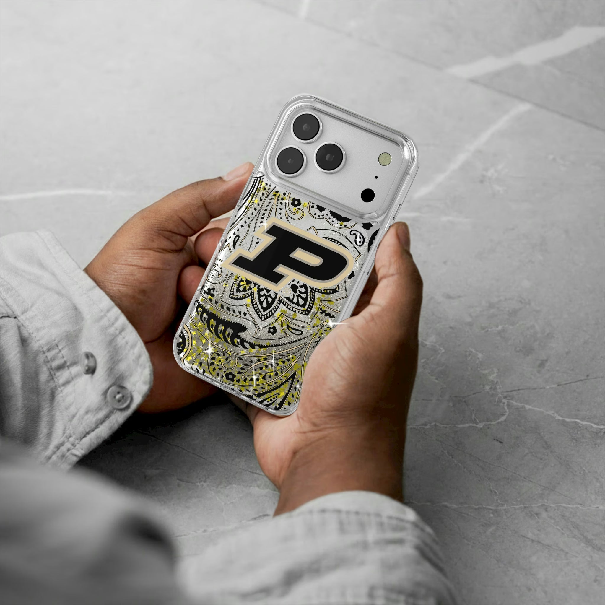 Purdue University Boilermakers Paisley iPhone Glitter Phone Case for Apple iPhone - Lifestyle