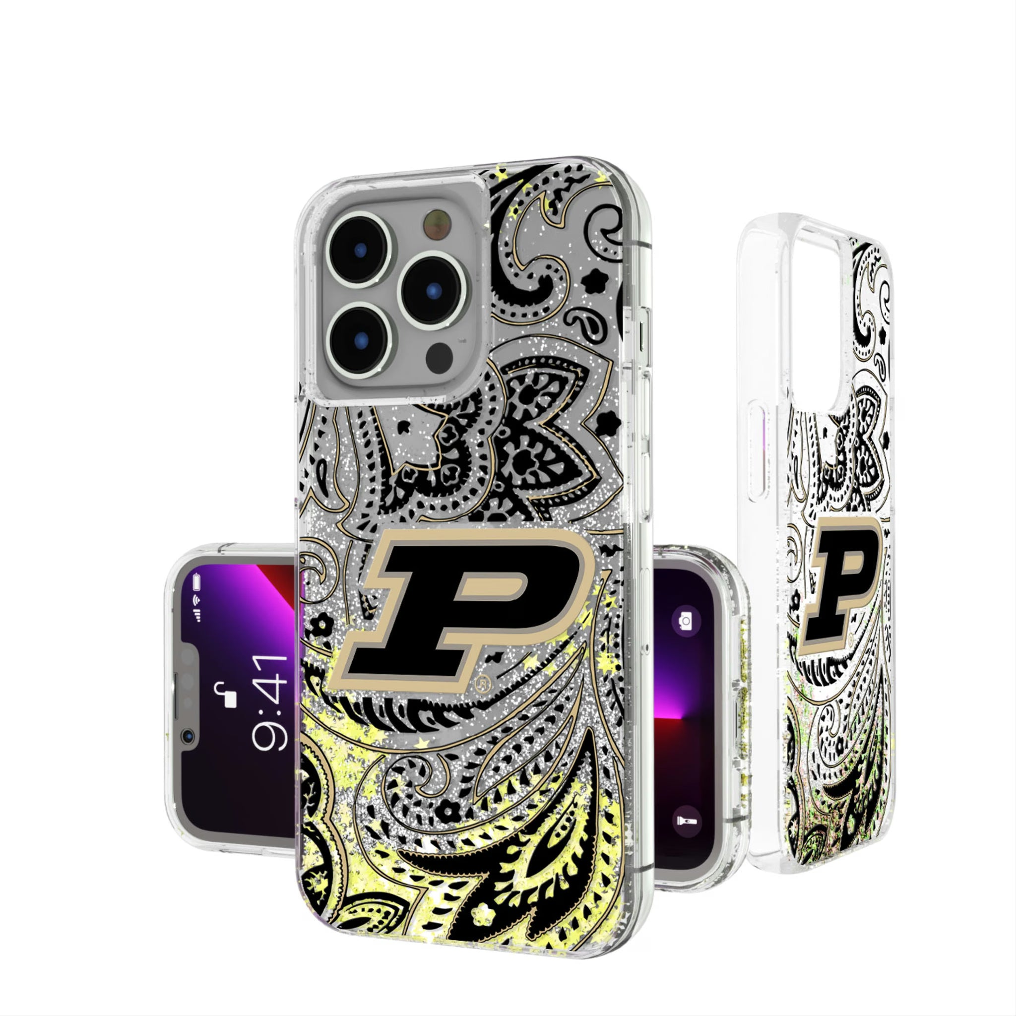 Purdue University Boilermakers Paisley iPhone Glitter Phone Case for Apple iPhone