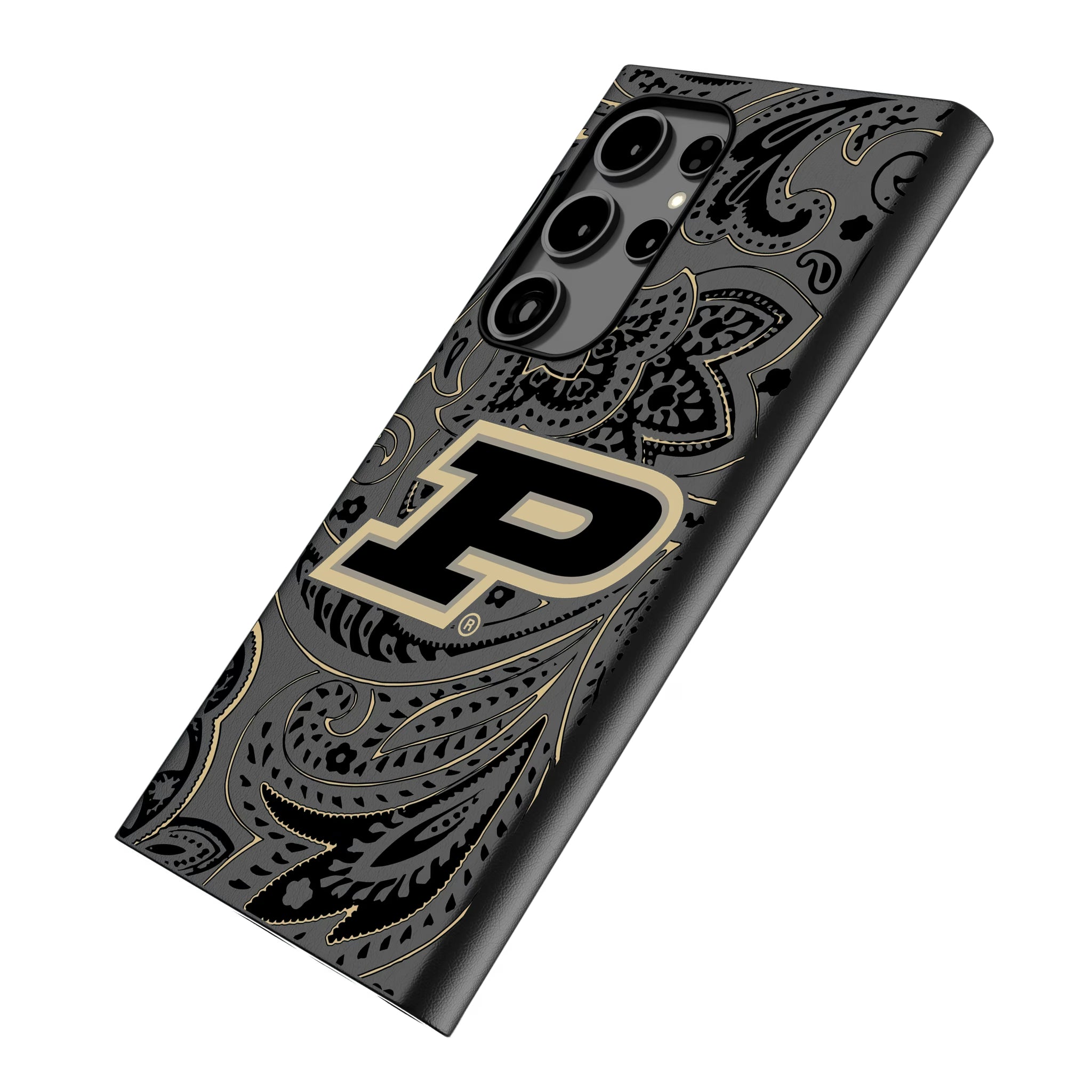 Purdue University Boilermakers Paisley Galaxy MagSafe Compatible Phone Case for Samsung Galaxy - Isometric View