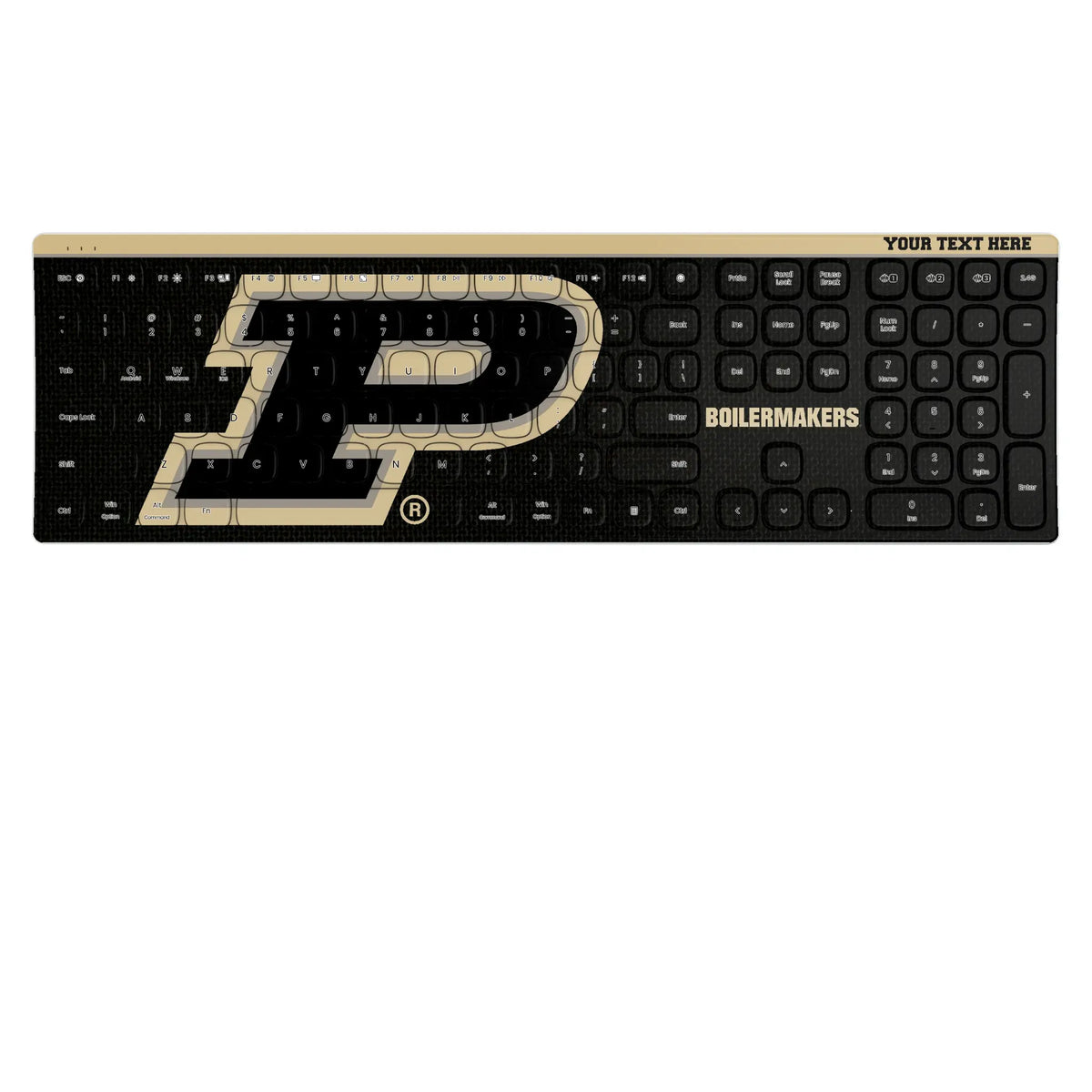 Purdue University Boilermakers Personalized Endzone Solid KKB605 Curved Wireless Keyboard