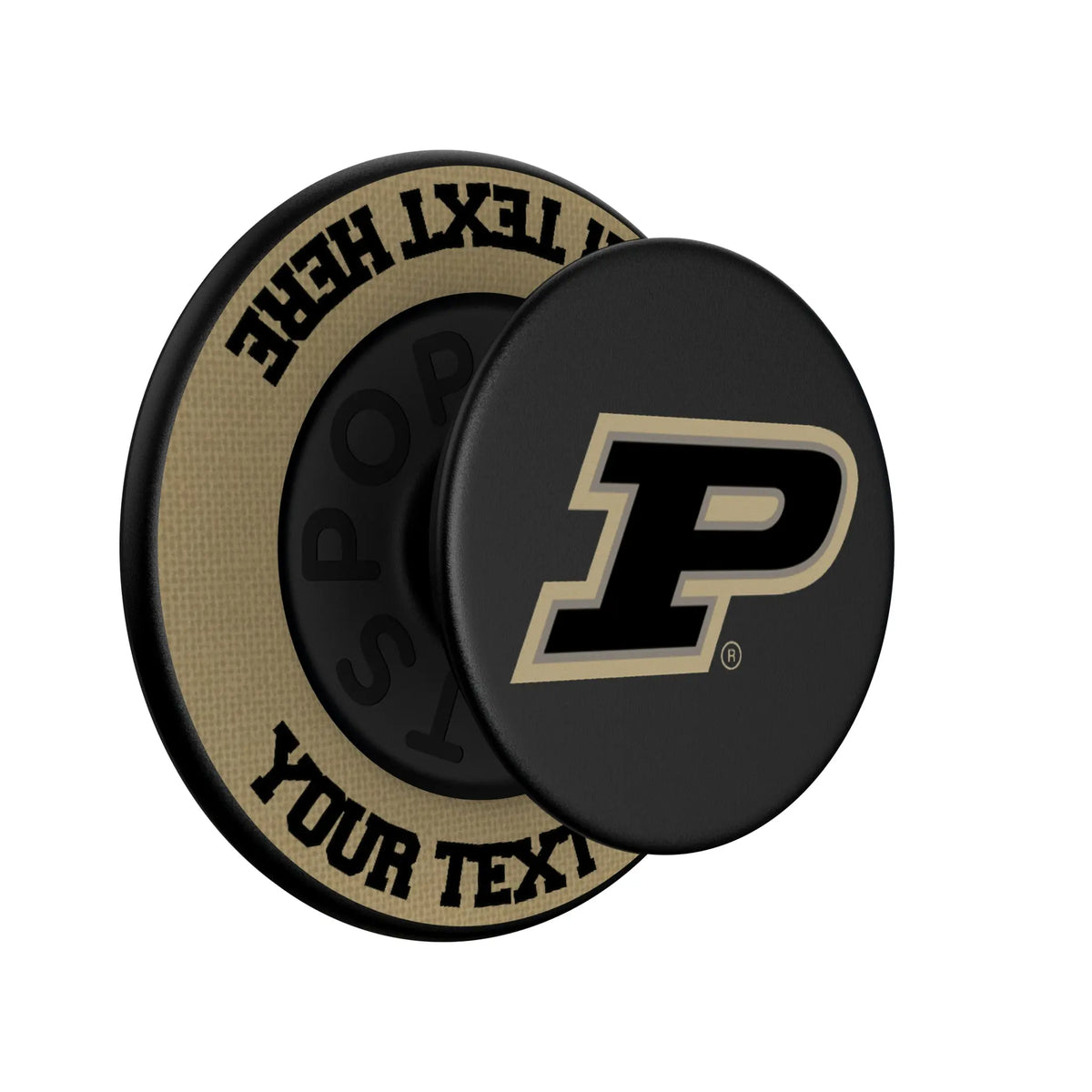 Purdue University Boilermakers Personalized Endzone Solid Popsockets Round Magnetic - Isometric View