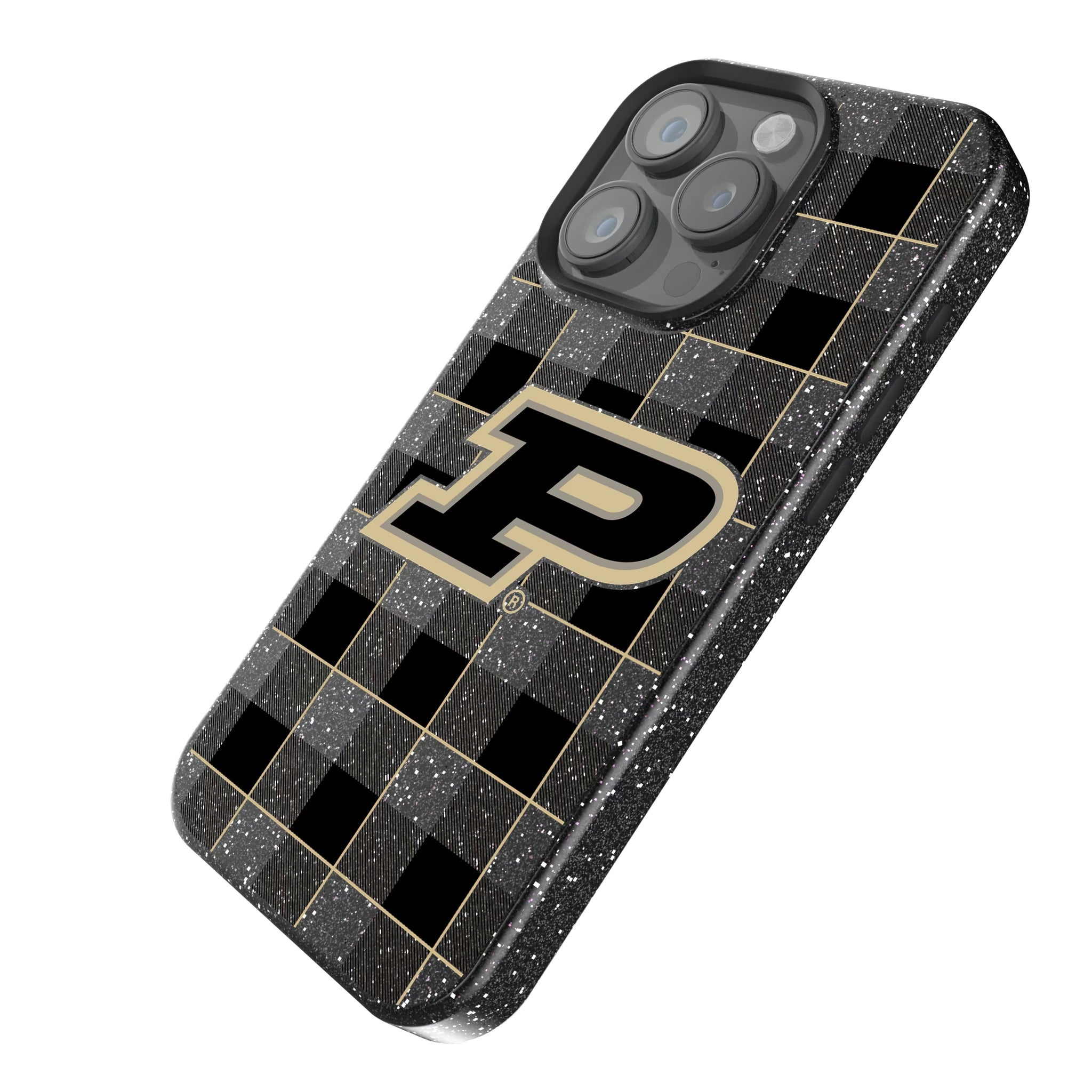 Purdue University Boilermakers Plaid iPhone Bling Phone Case for Apple iPhone - Isometric View