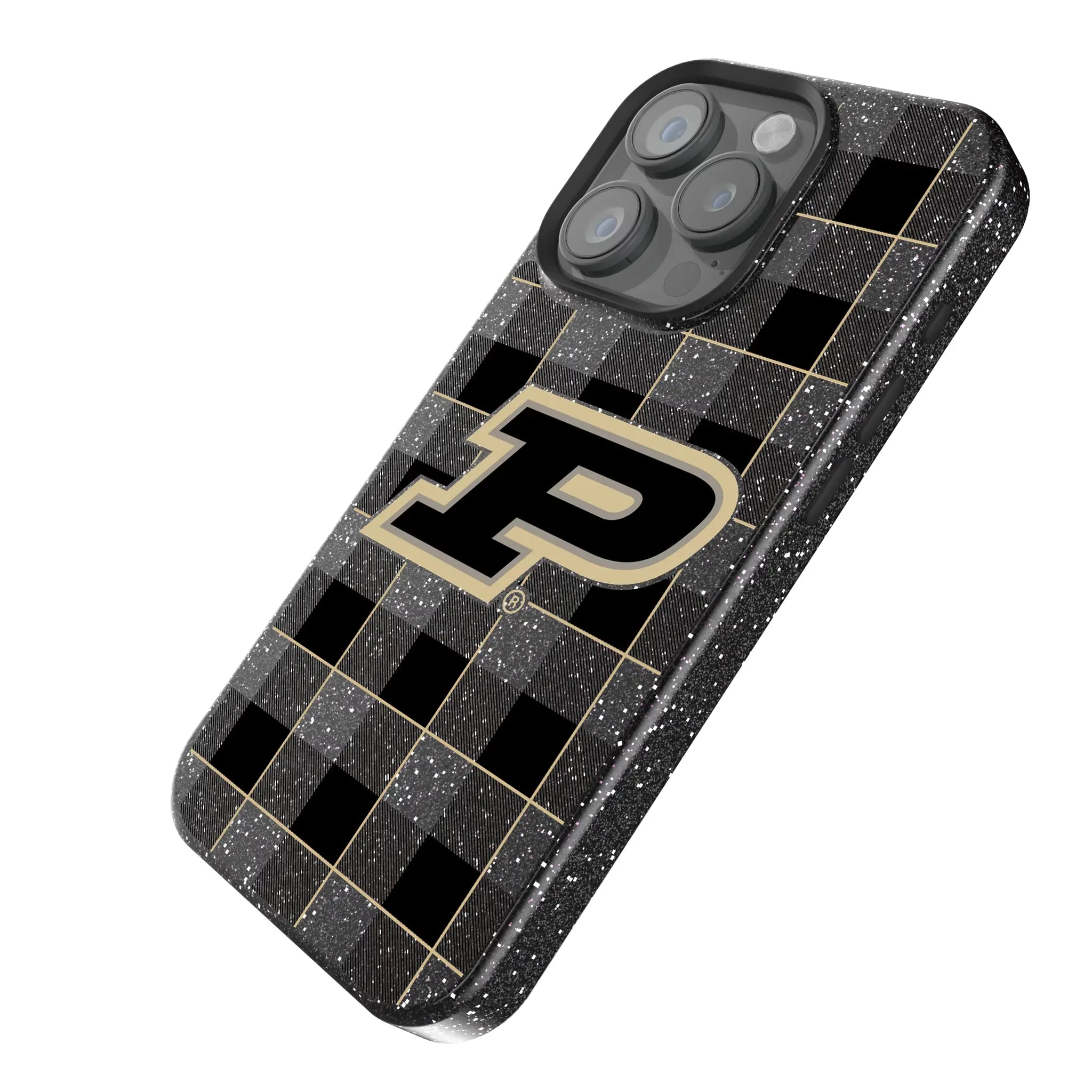 Purdue University Boilermakers Plaid iPhone Bling Phone Case for Apple iPhone - Isometric View