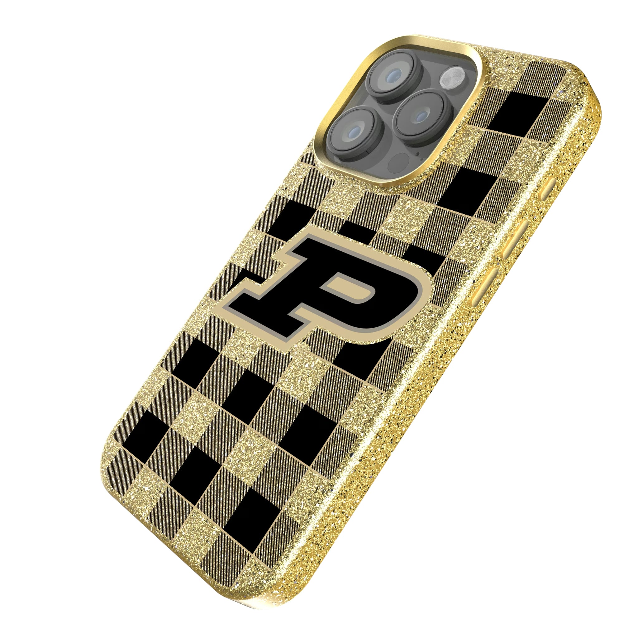 Purdue University Boilermakers Plaid iPhone Bling Phone Case for Apple iPhone - Isometric View