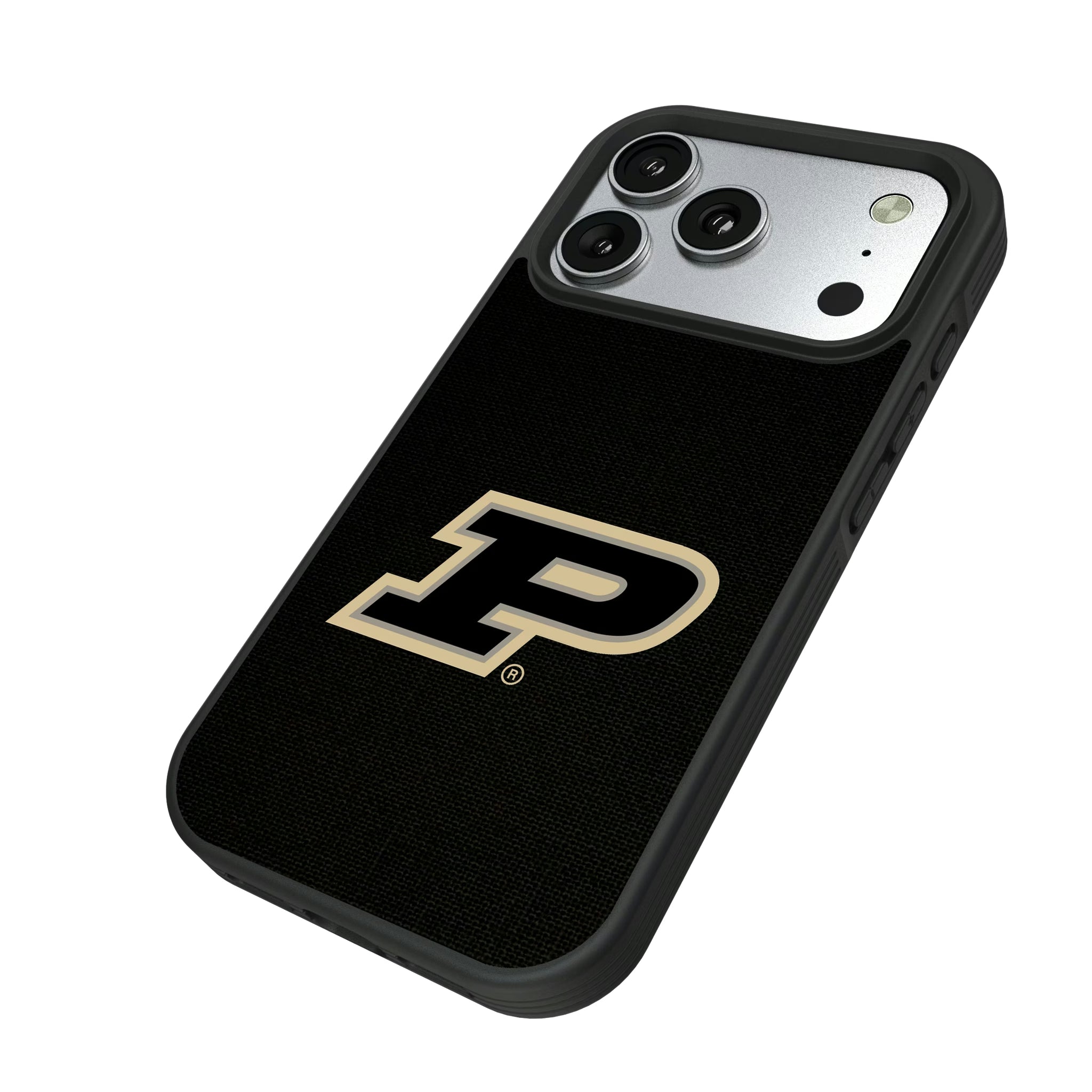 Purdue University Boilermakers Solid iPhone Bump Phone Case for Apple iPhone - Isometric View#Device_iPhone 17 Pro