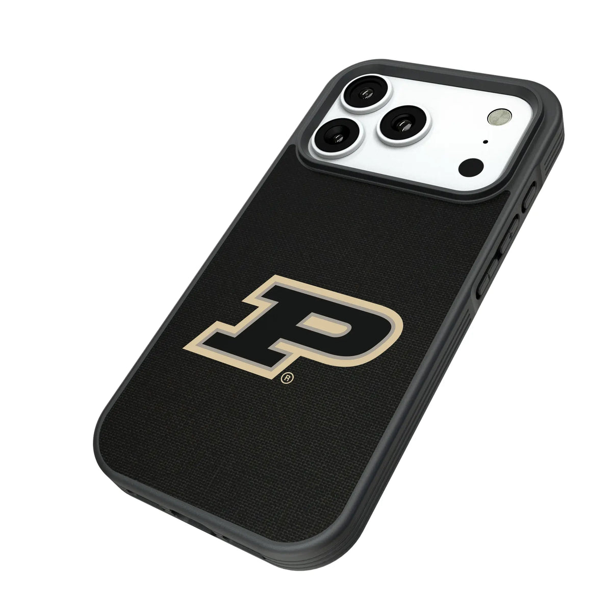 Purdue University Boilermakers Solid iPhone Bump Phone Case for Apple iPhone - Isometric View#Device_iPhone 18 Pro